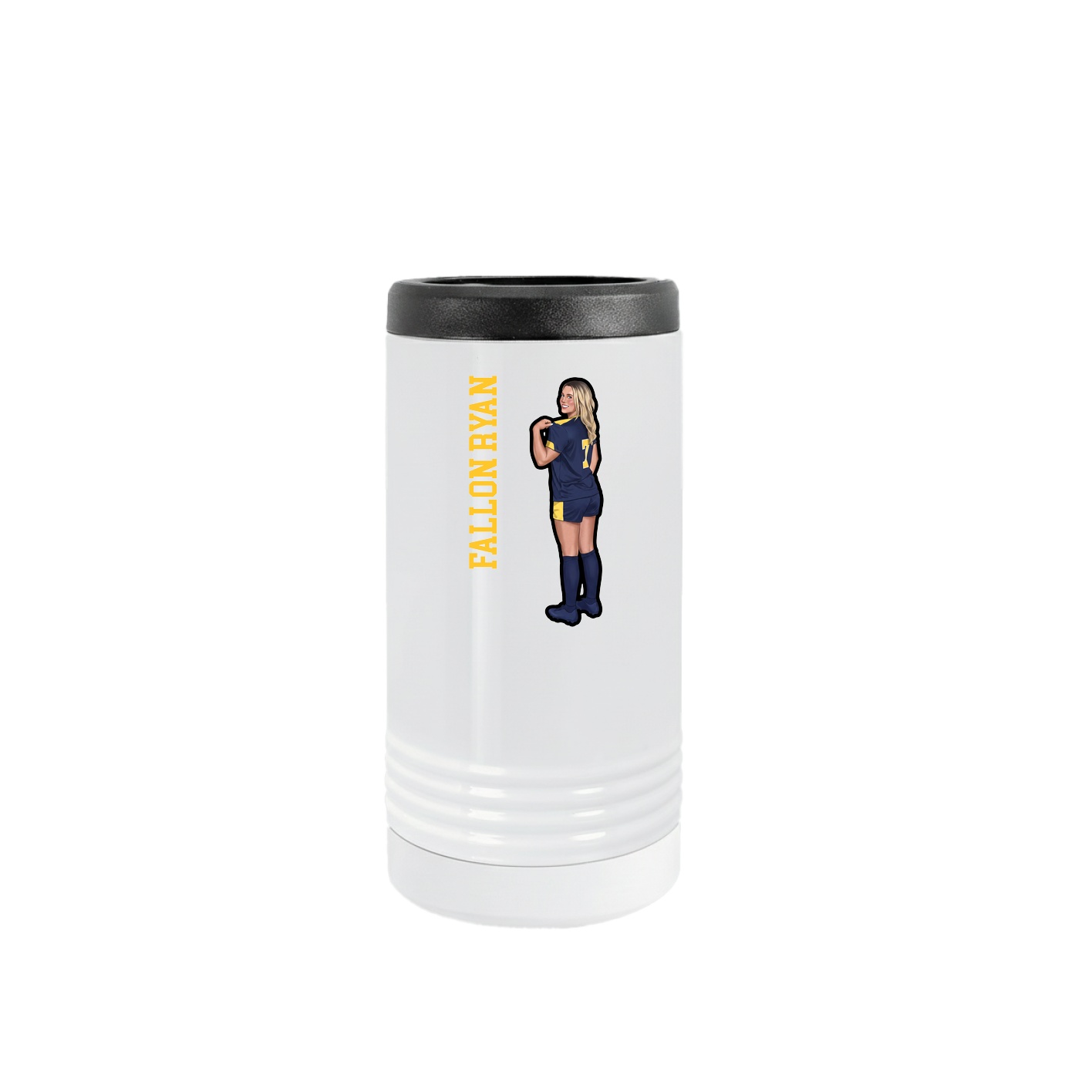 Slim Beverage Holder — Name Vertical in White