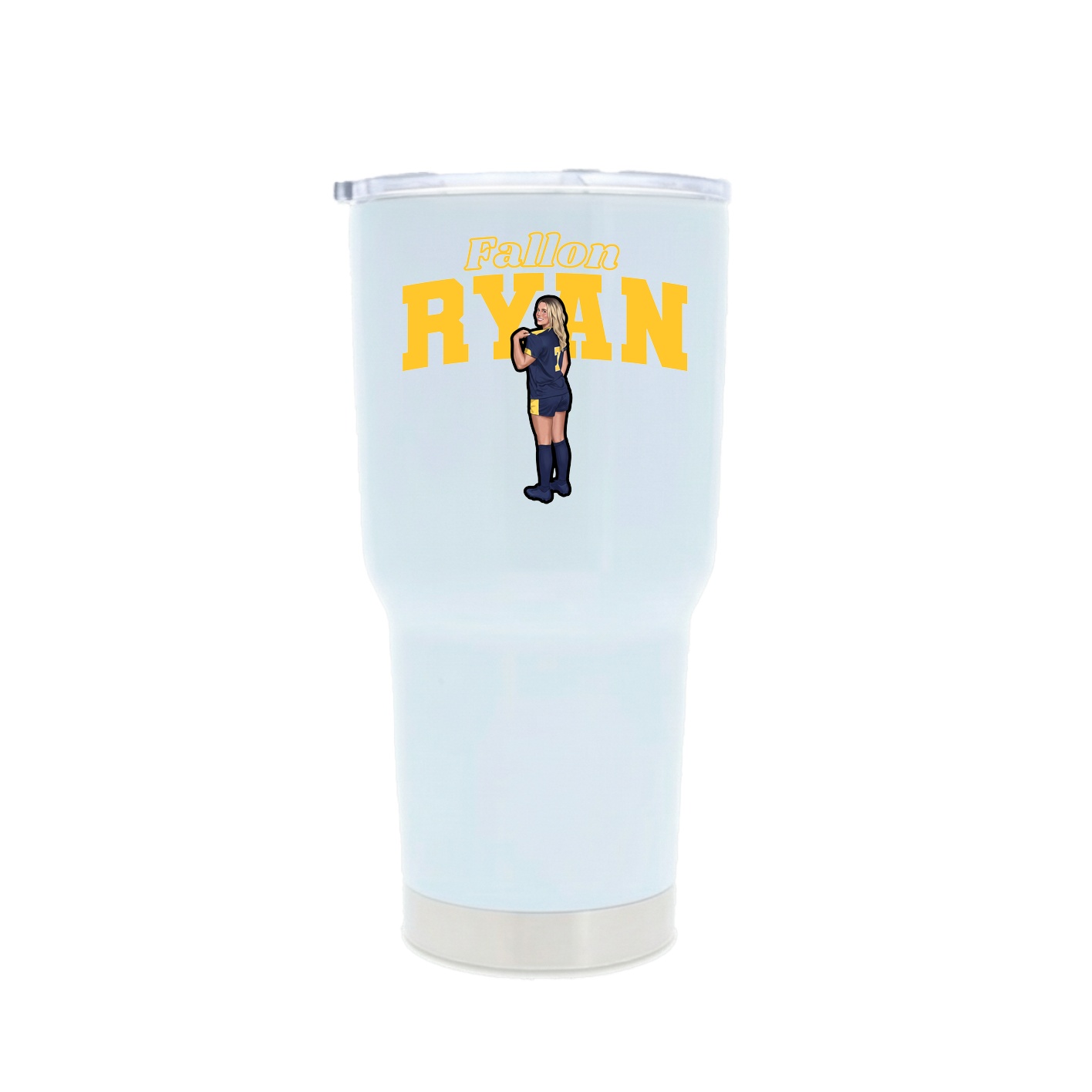30oz Stainless Steel Tumbler — Name Arch in White