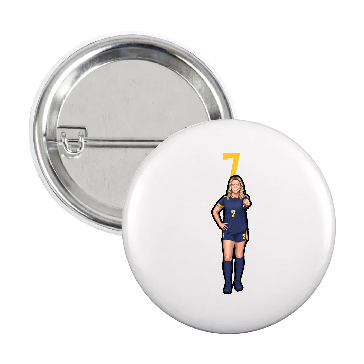 Game Day Button — Number Top in White