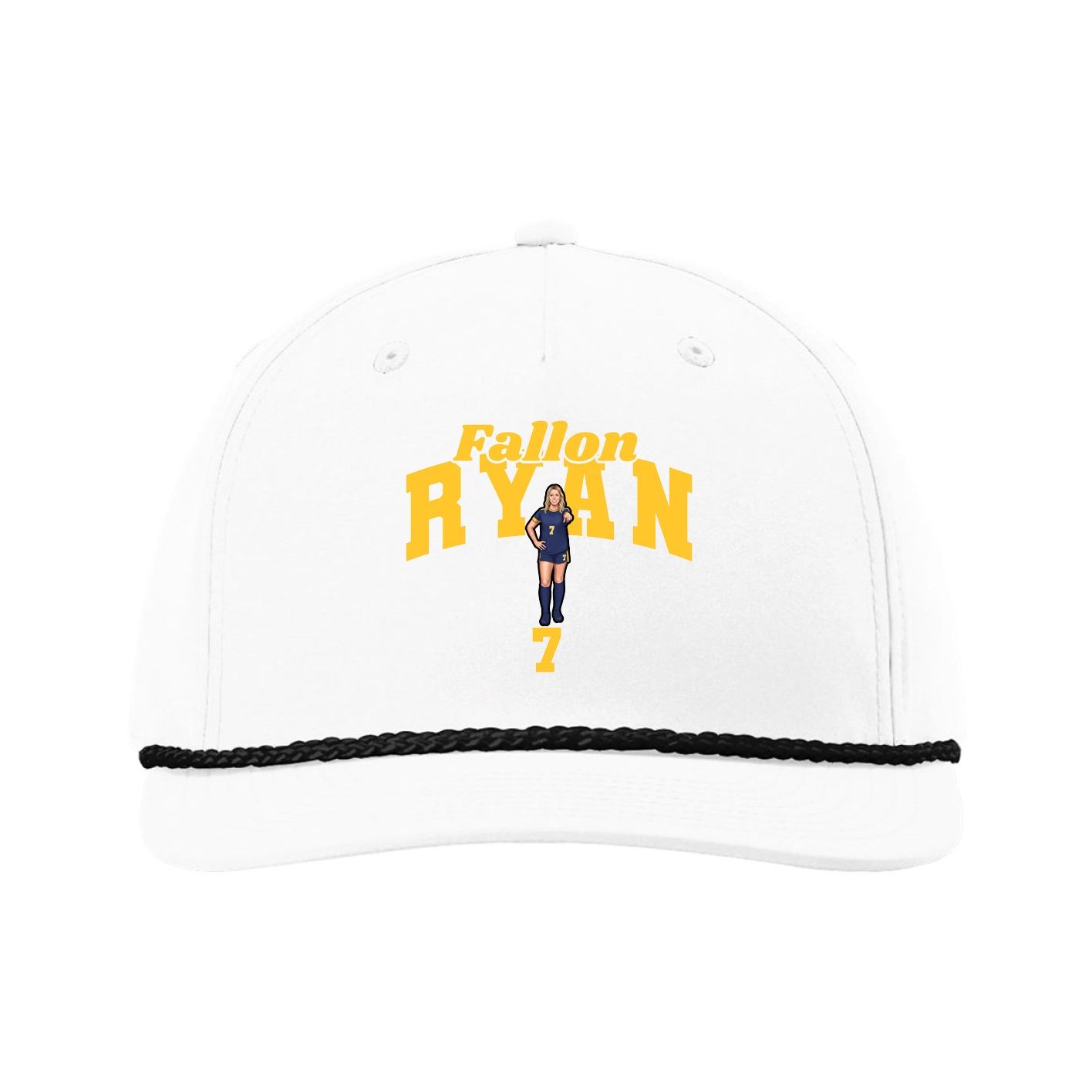 Five-Panel Classic Rope Cap — Signature Arch in White