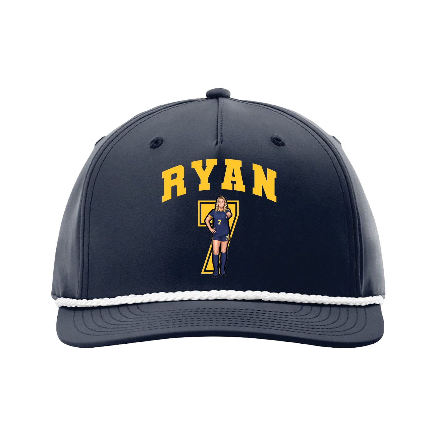 Five-Panel Classic Rope Cap — Number in Navy