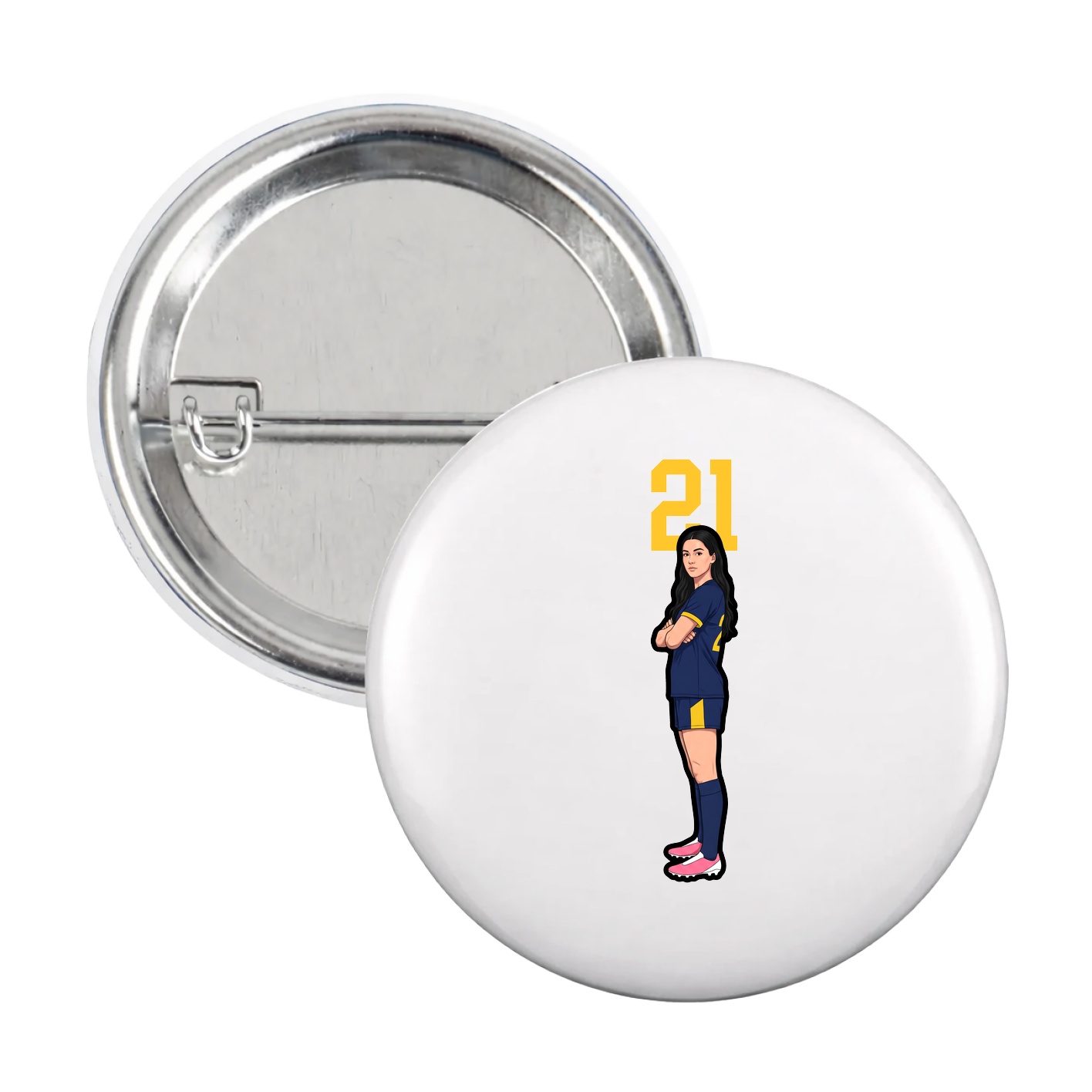 Game Day Button — Number Top in White