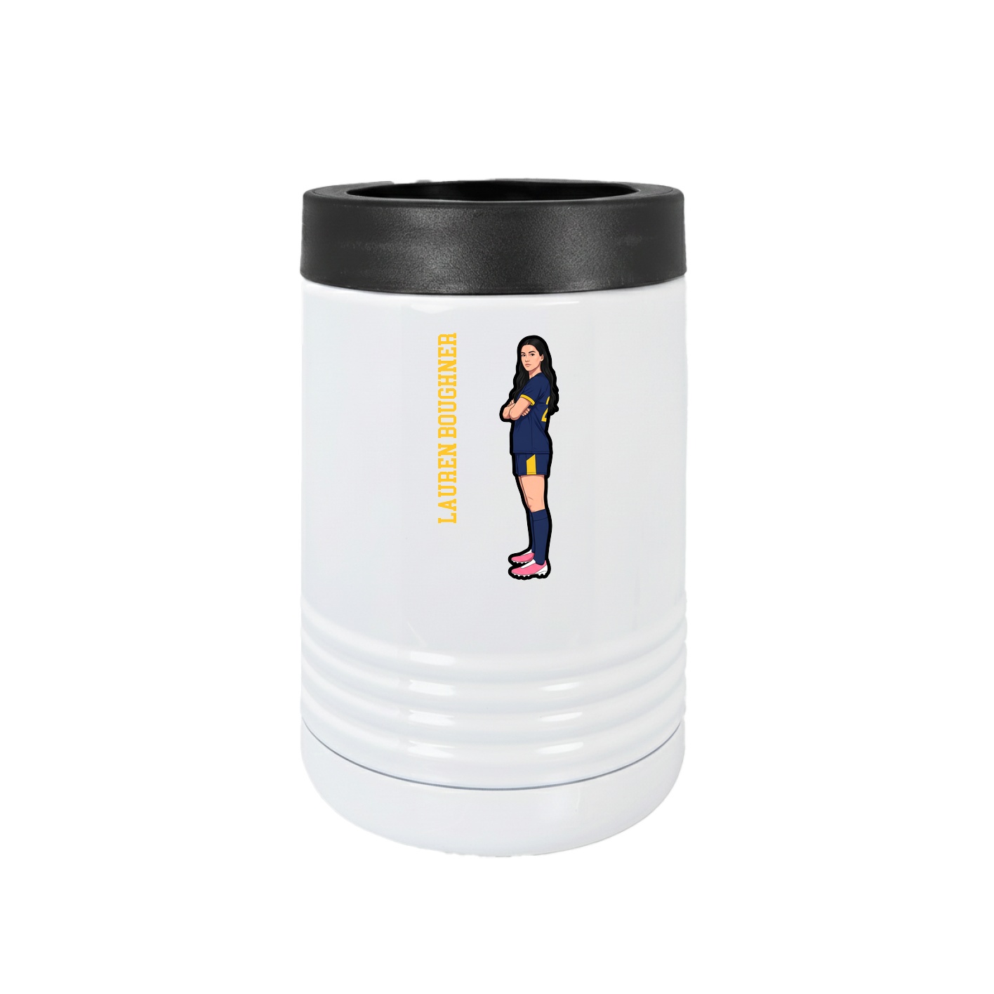 Beverage Holder — Name Vertical in White