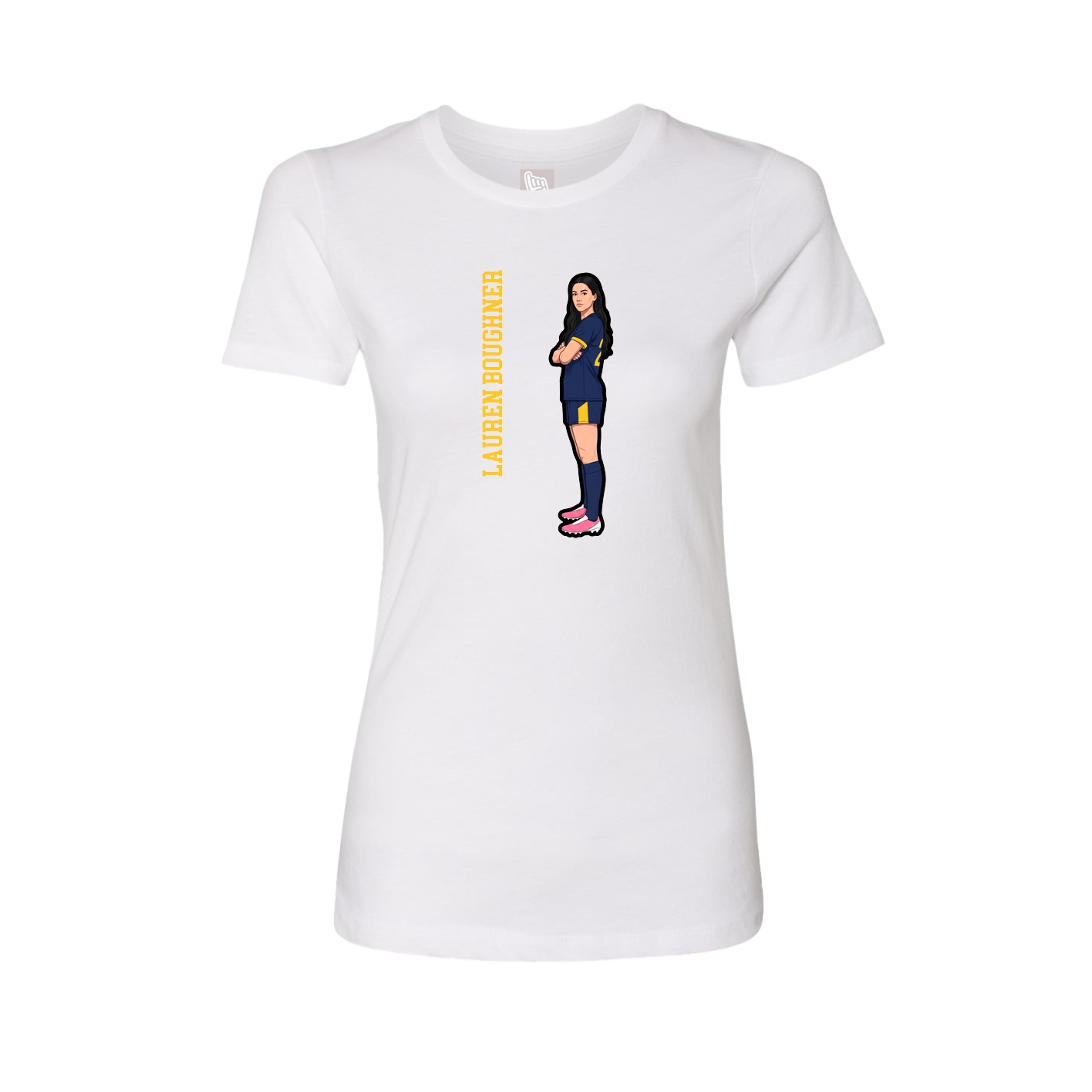 Fitted Women's Tee — Name Vertical in White