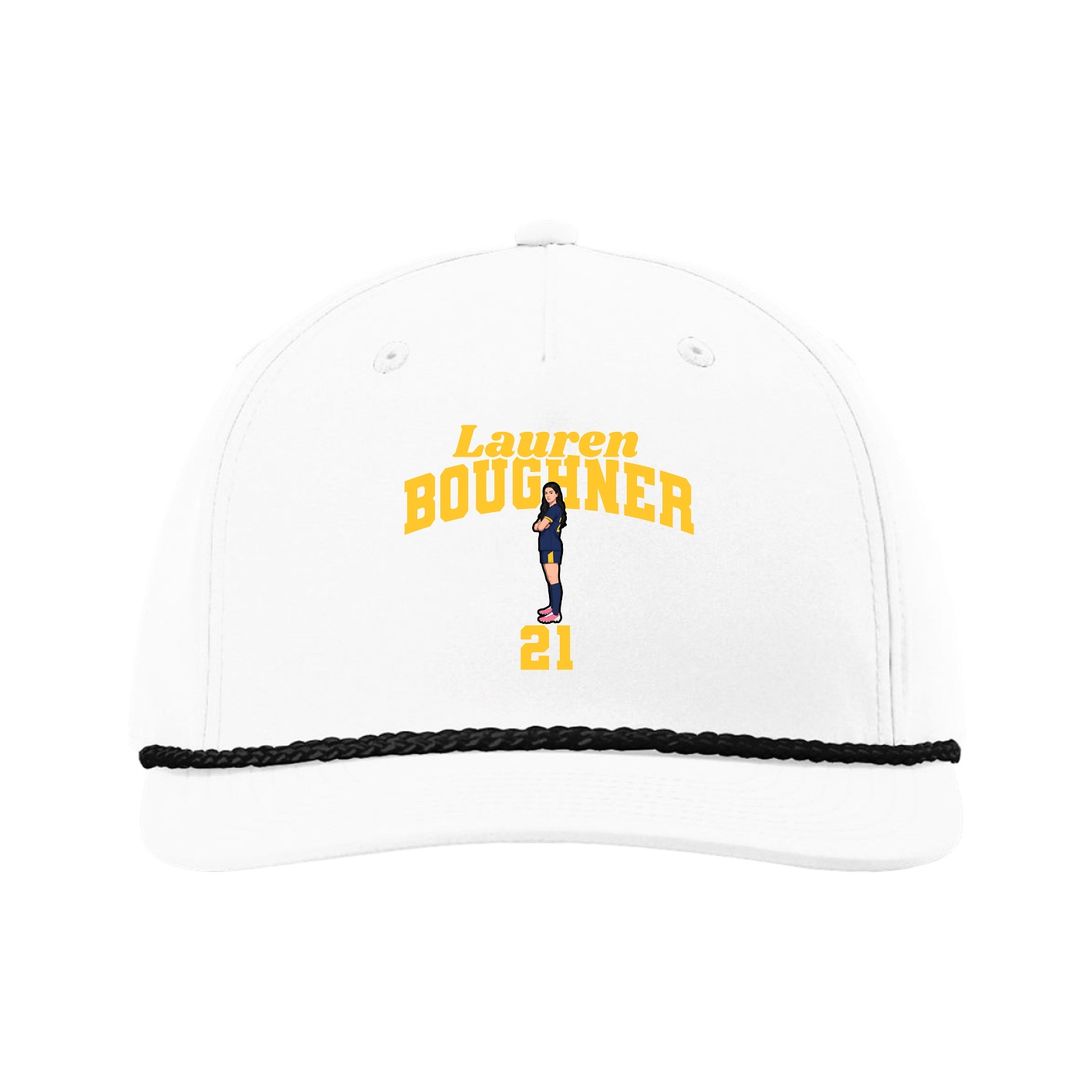Five-Panel Classic Rope Cap — Signature Arch in White