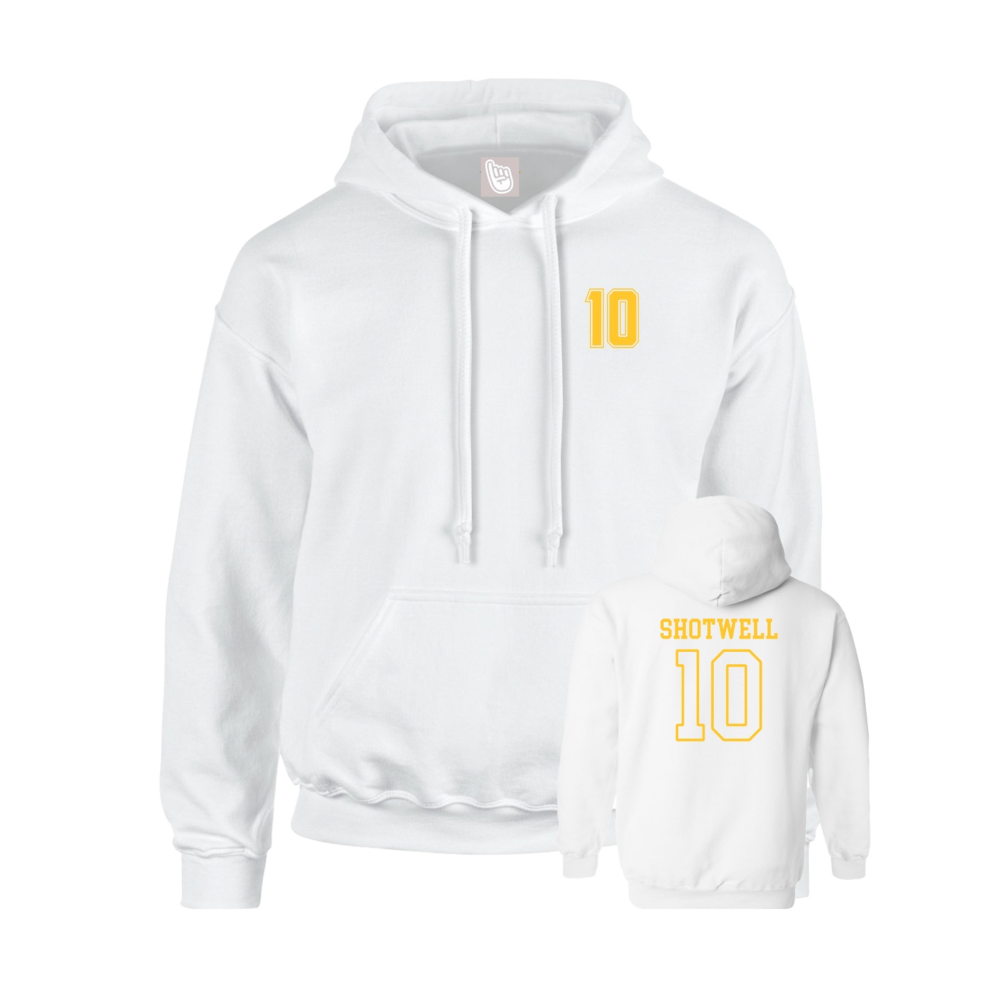 Youth Hoodie — Chest Back in White