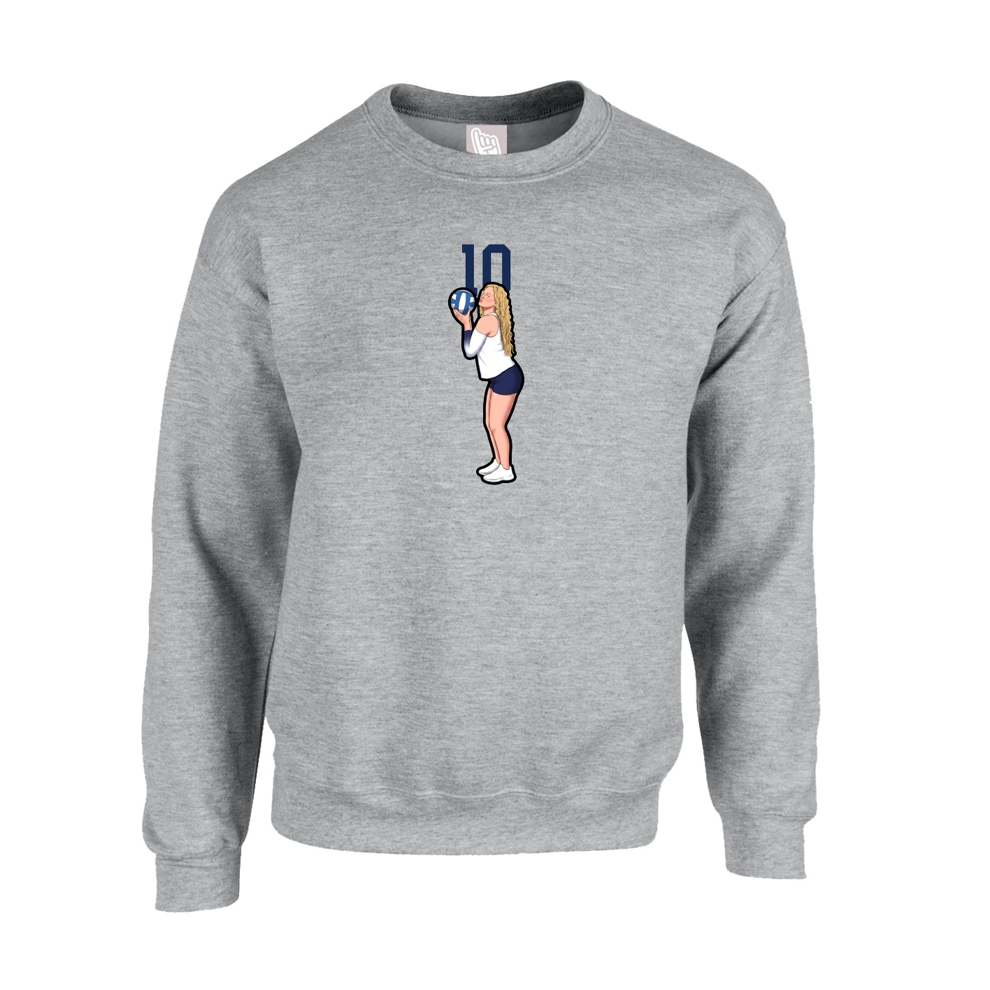 Fleece Crew — Number Top in Grey