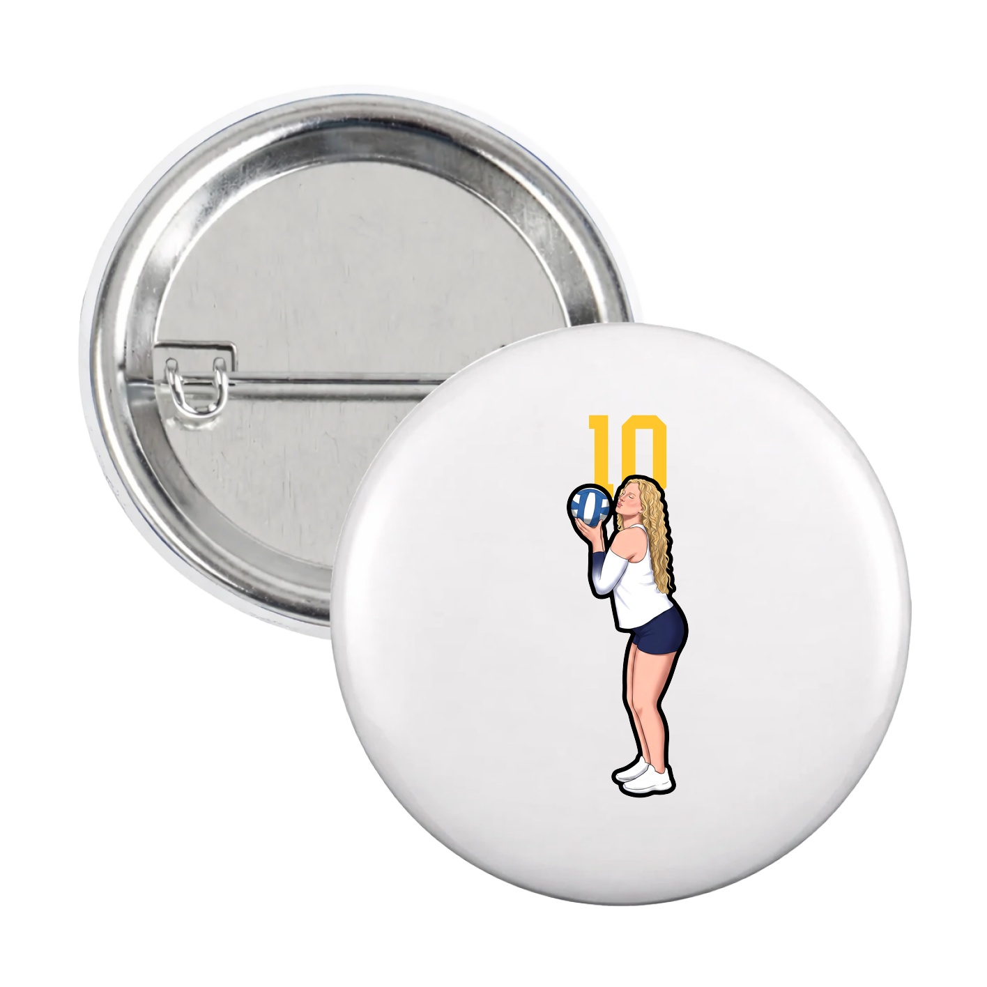 Game Day Button — Number Top in White