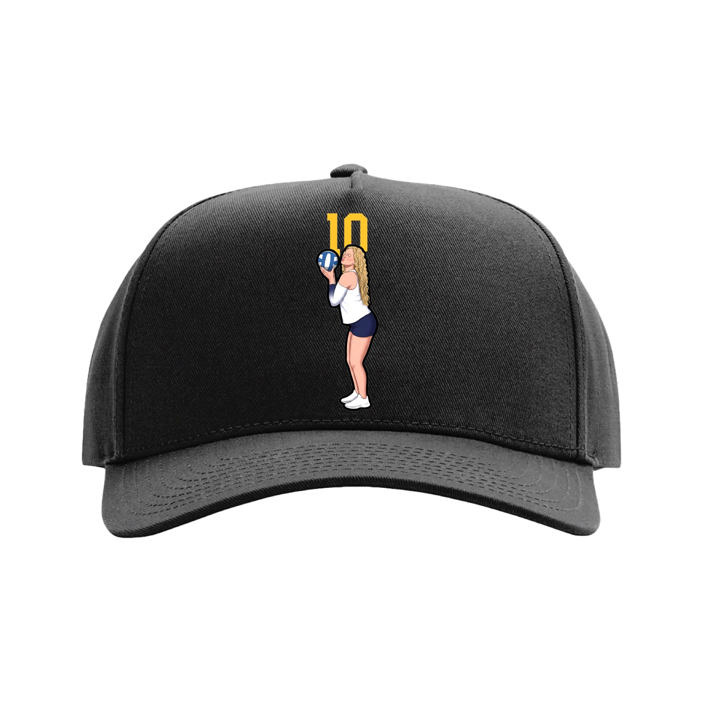 Full Fabric Five-Panel Champ Cap — Number Top in Black