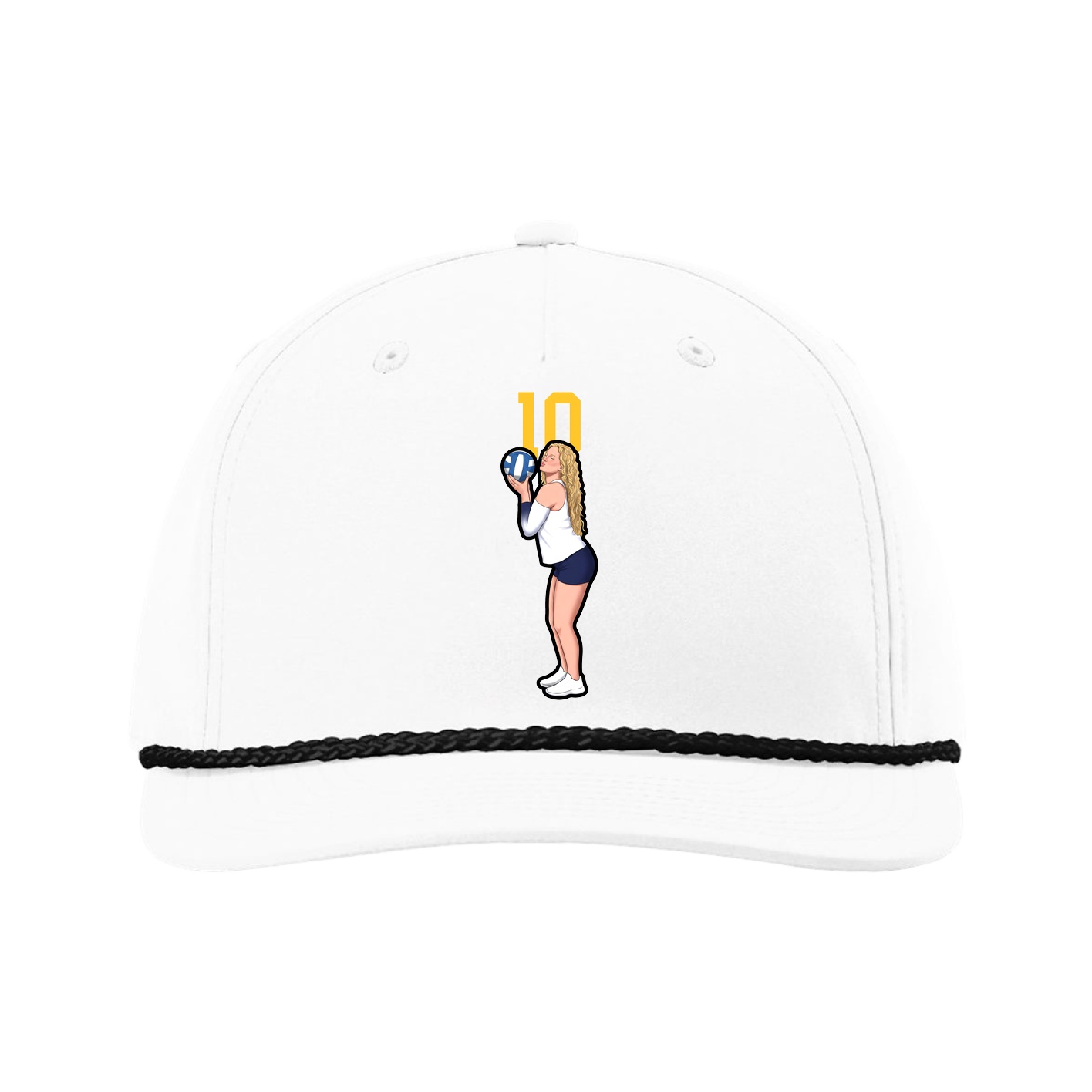 Five-Panel Classic Rope Cap — Number Top in White