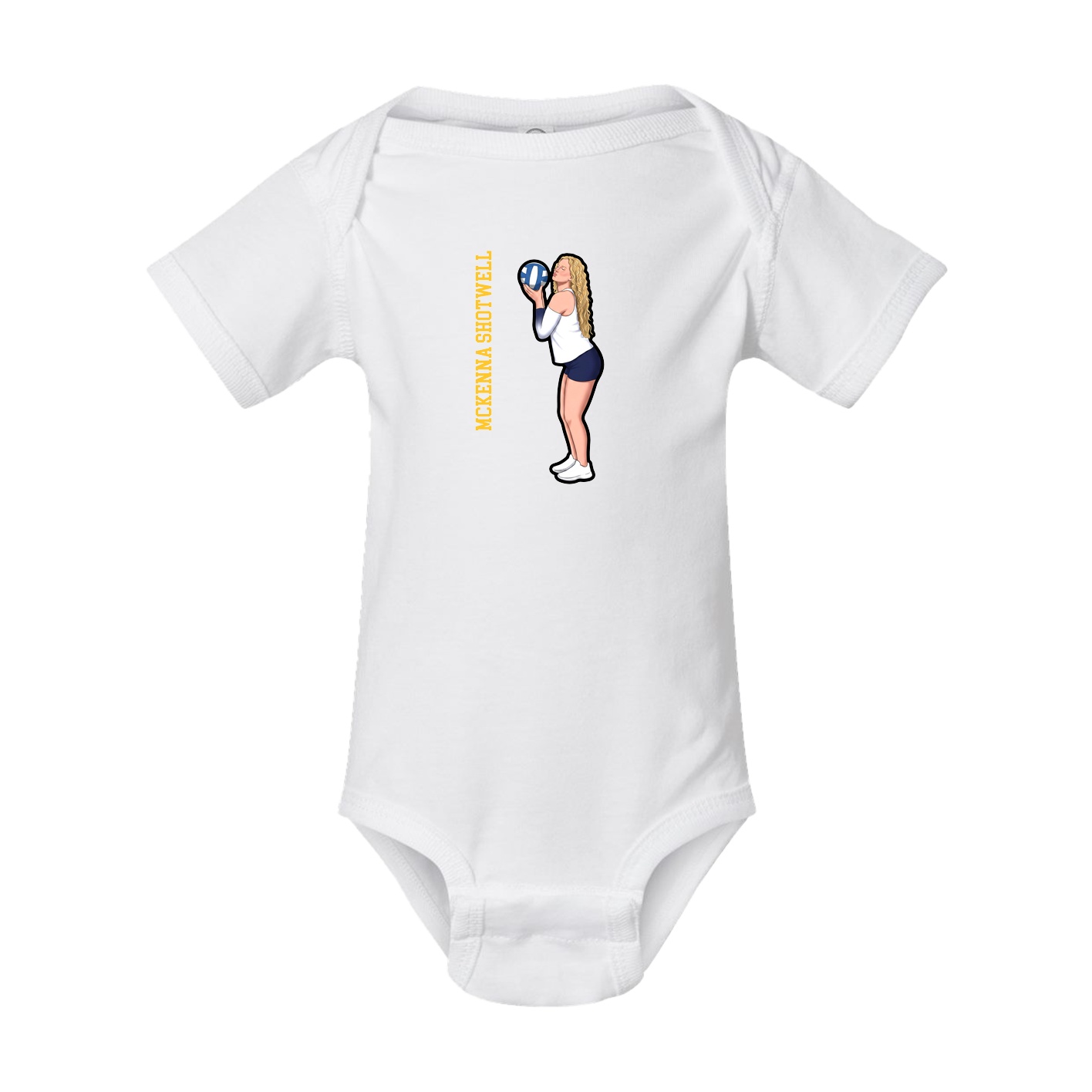 Baby Onesie — Name Vertical in White