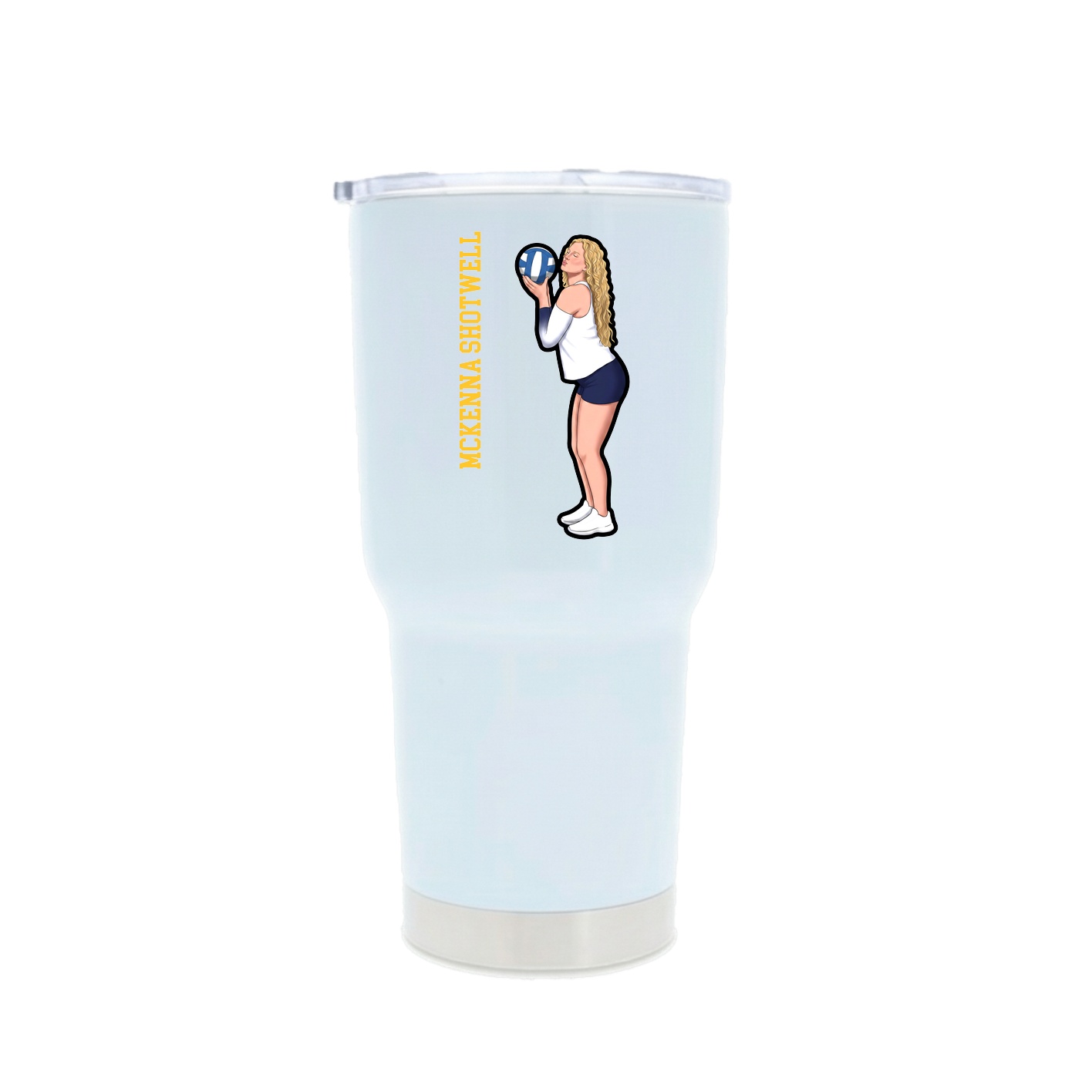 30oz Stainless Steel Tumbler — Name Vertical in White