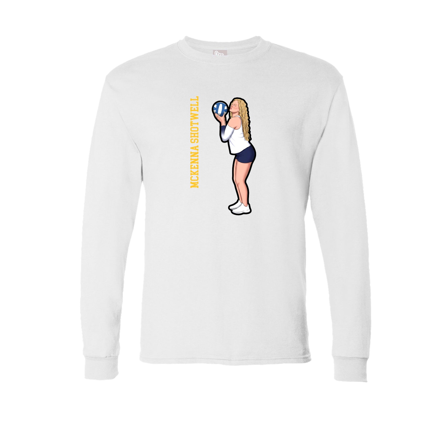 Long Sleeve Tee — Name Vertical in White