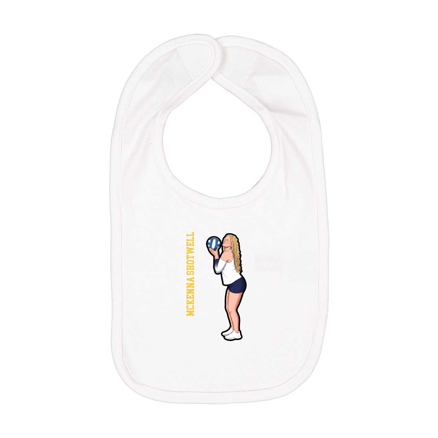 Infant Bib — Name Vertical in White
