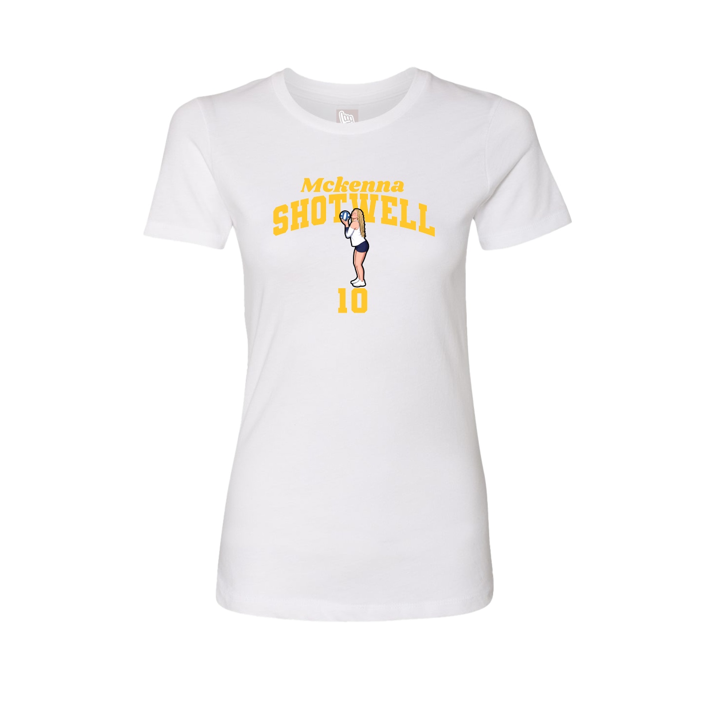 Fitted Women's Tee — Signature Arch in White