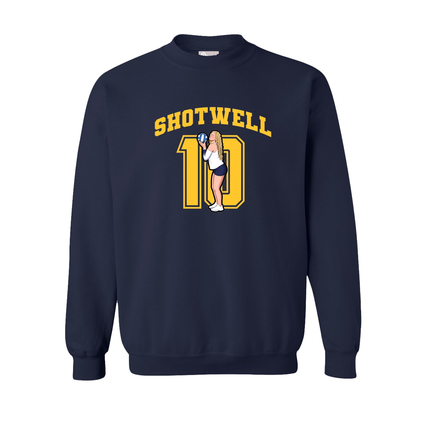 Fleece Crew — Number in Navy