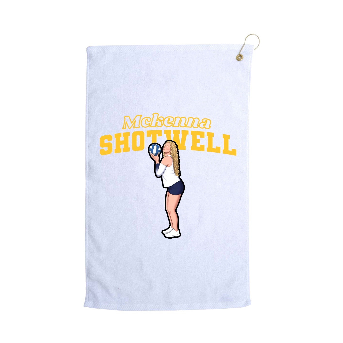 Golf Towel — Name Arch in White