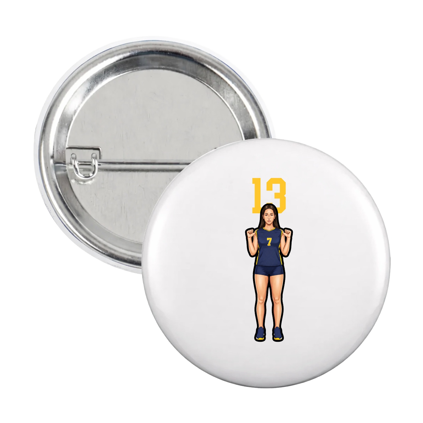 Game Day Button — Number Top in White