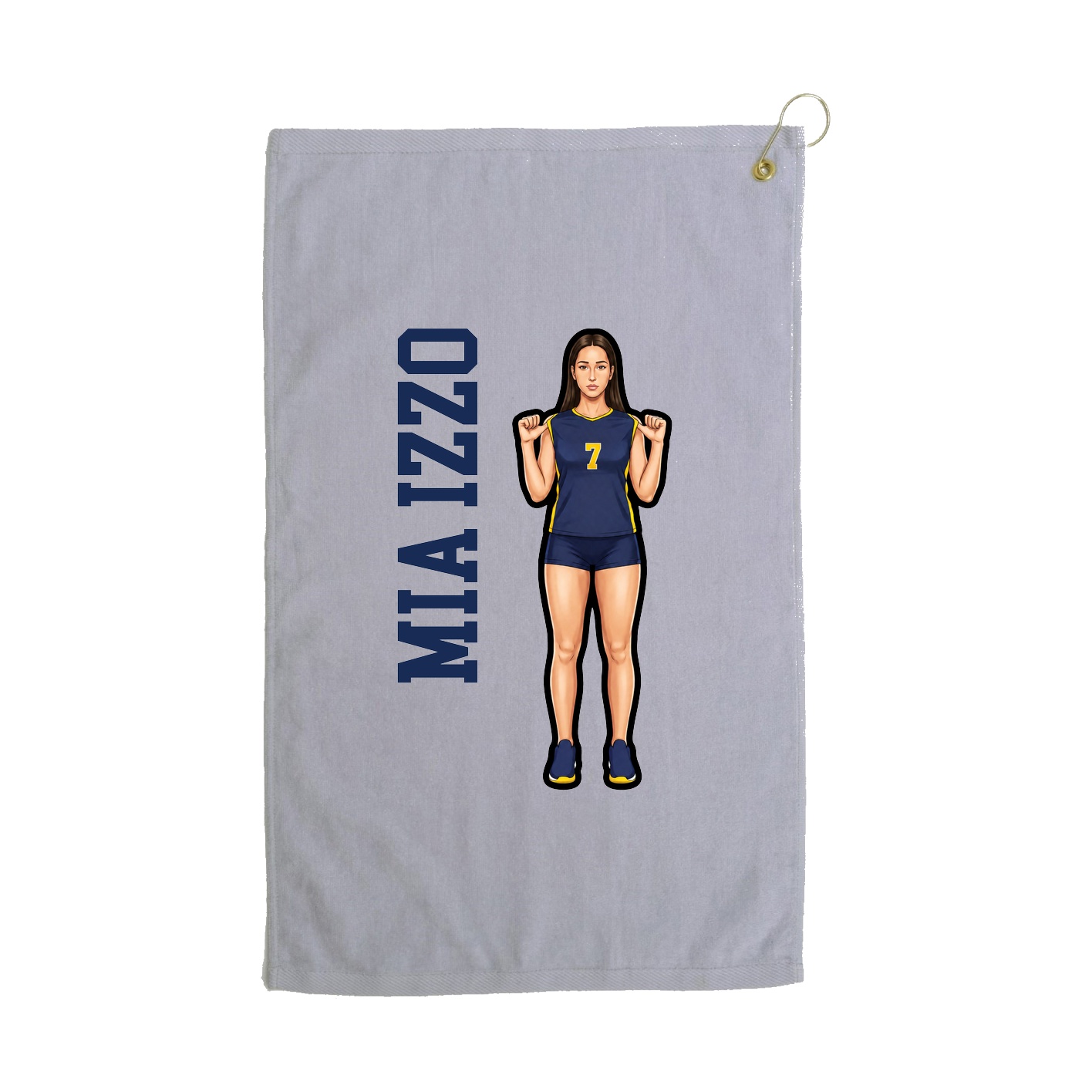 Golf Towel — Name Vertical in Grey