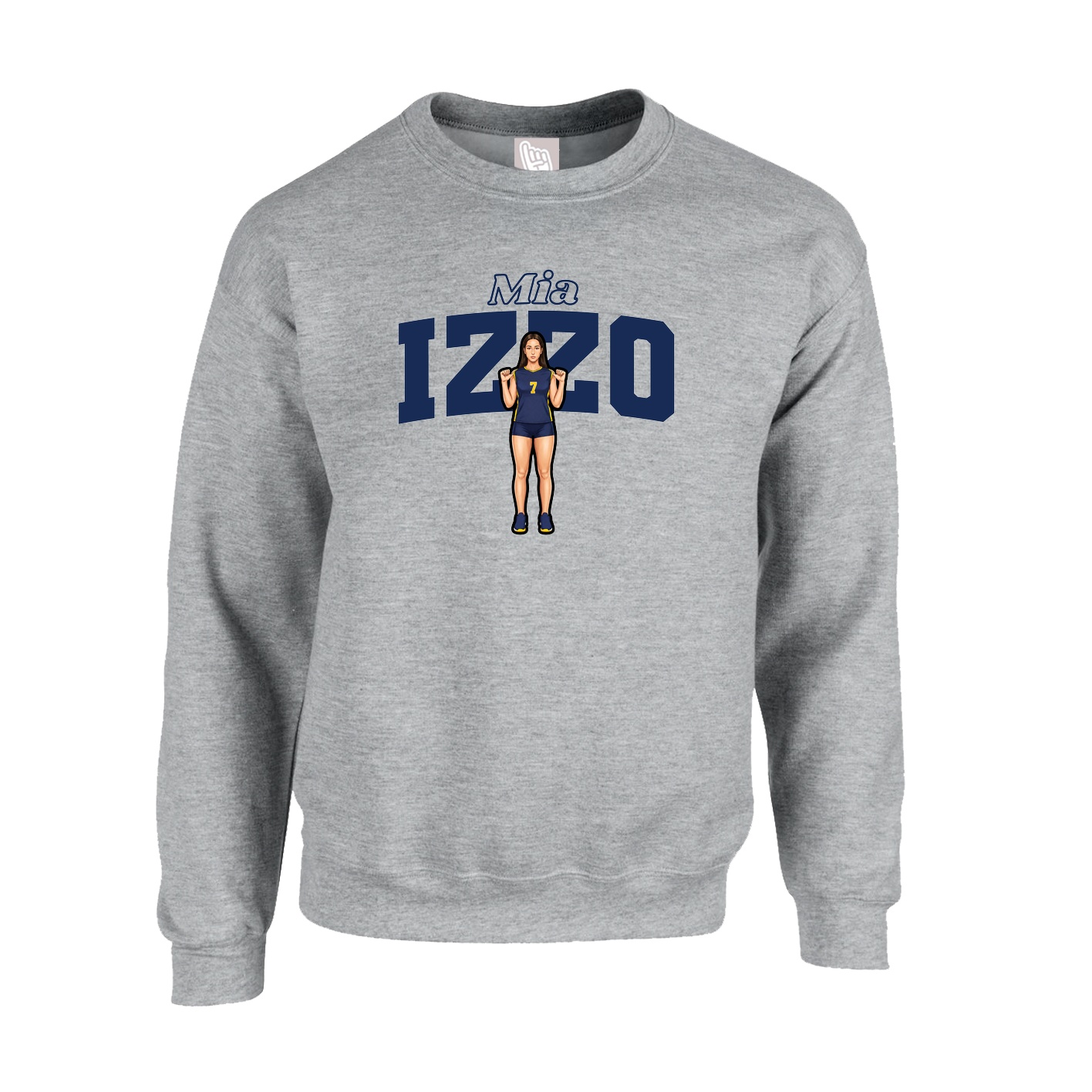 Fleece Crew — Name Arch in Grey