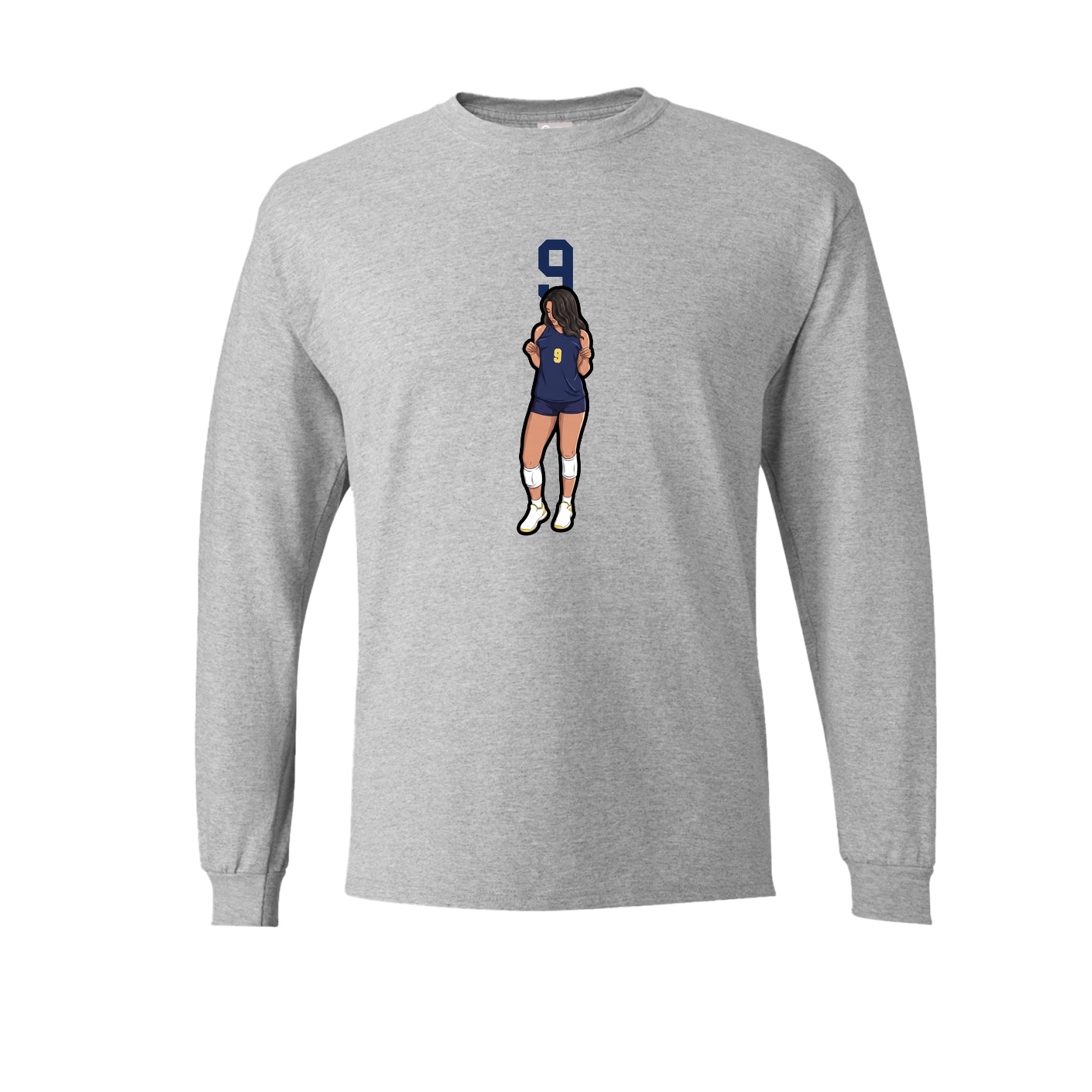 Long Sleeve Tee — Number Top in Grey