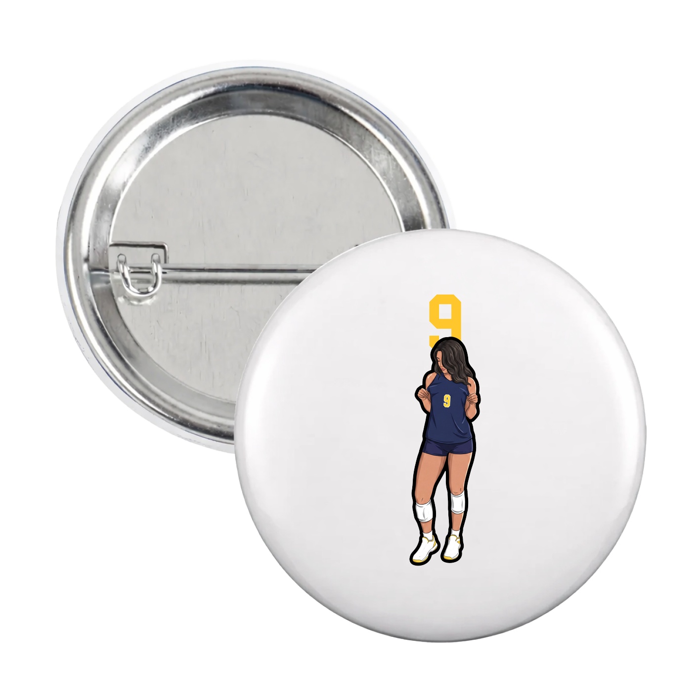 Game Day Button — Number Top in White