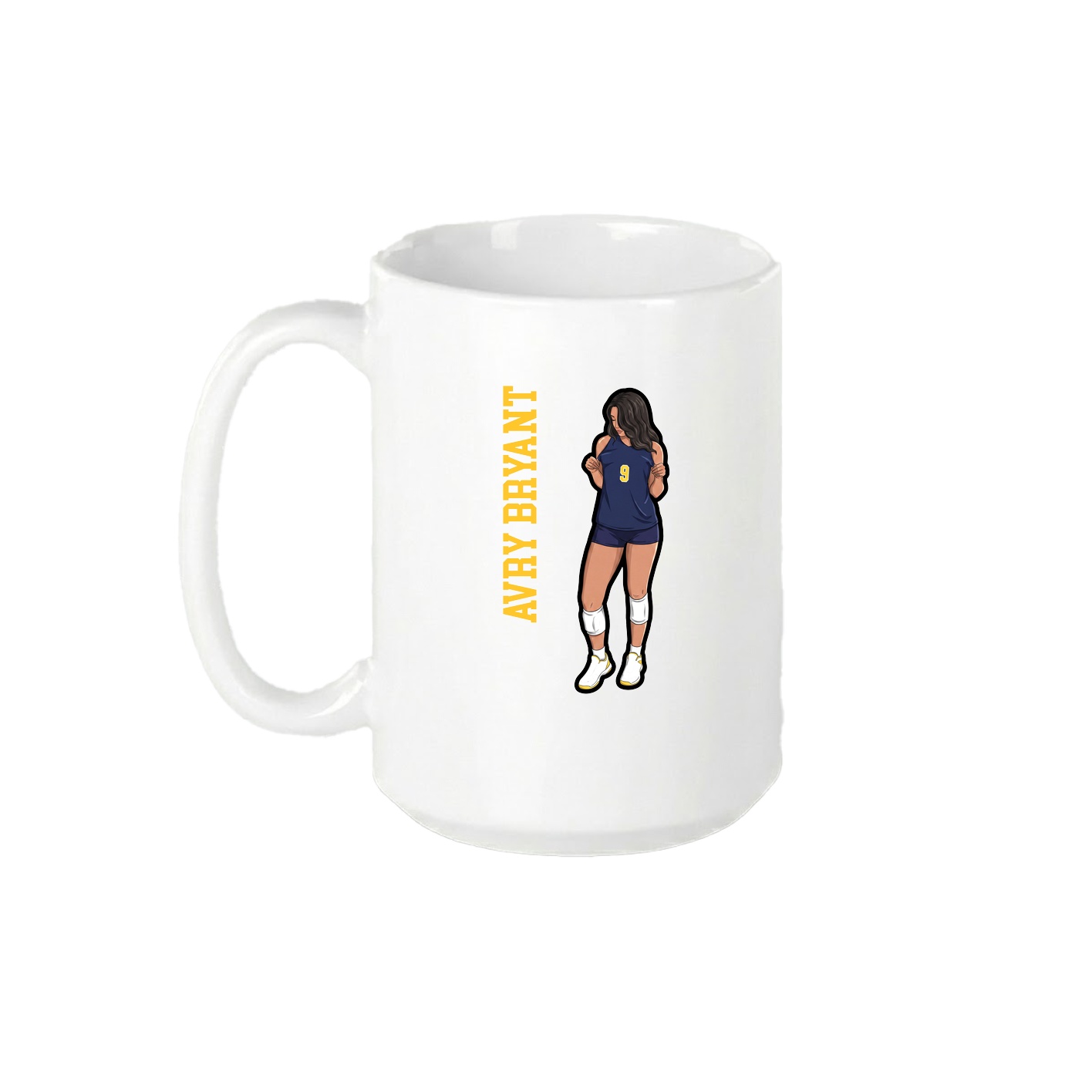 15oz Coffee Mug — Name Vertical in White