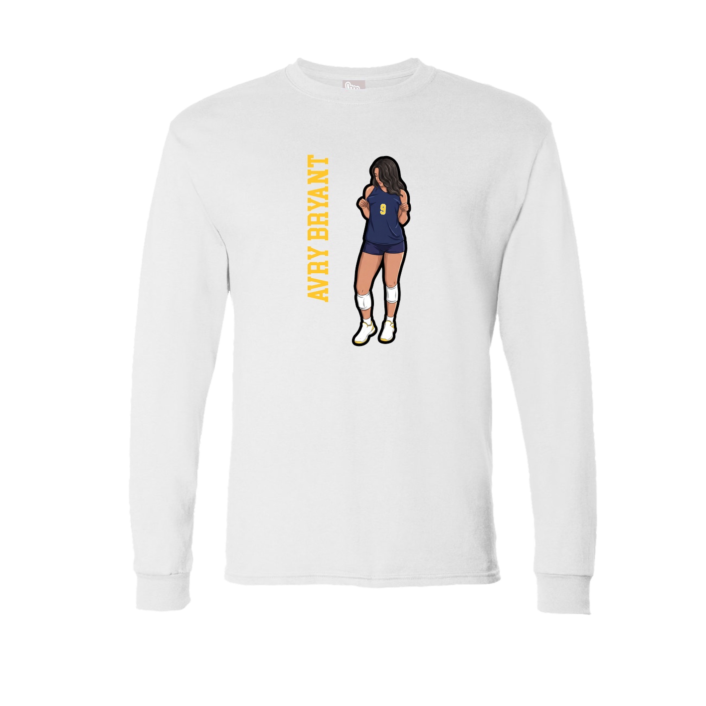 Long Sleeve Tee — Name Vertical in White