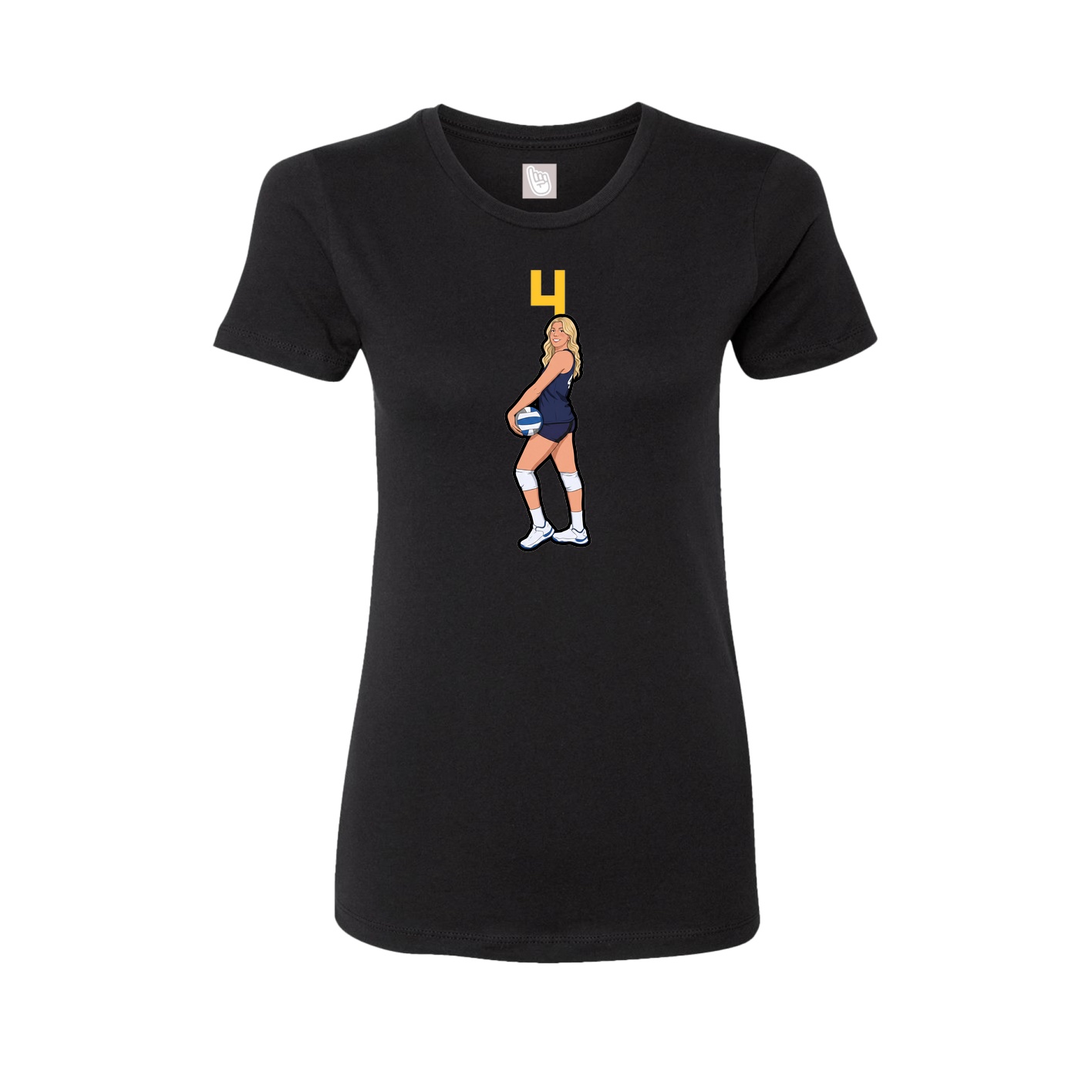 Fitted Women's Tee — Number Top in Black