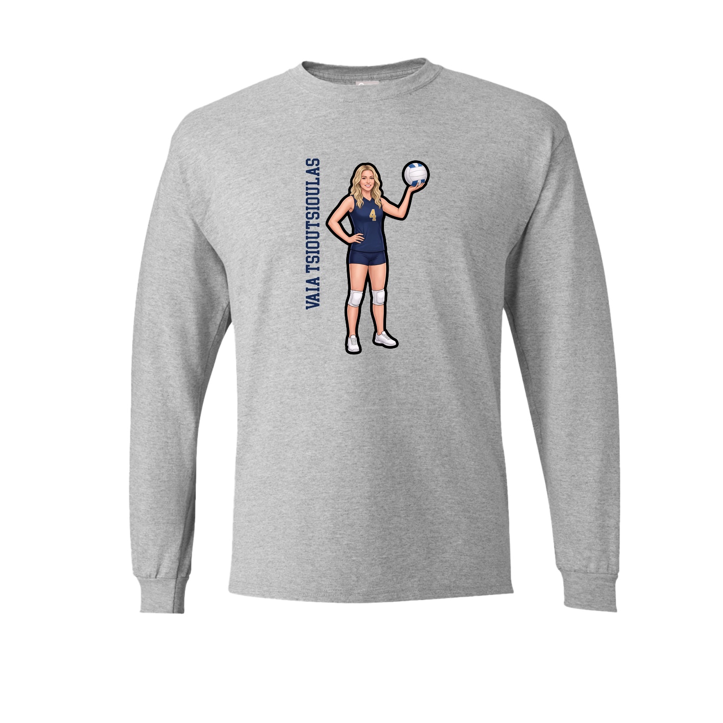 Long Sleeve Tee — Name Vertical in Grey