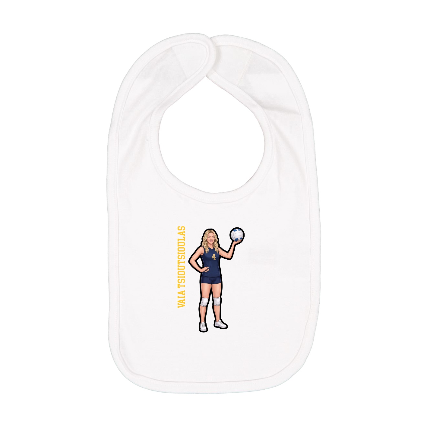 Infant Bib — Name Vertical in White