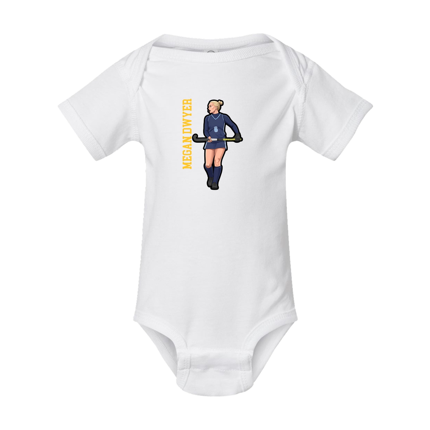 Baby Onesie — Name Vertical in White