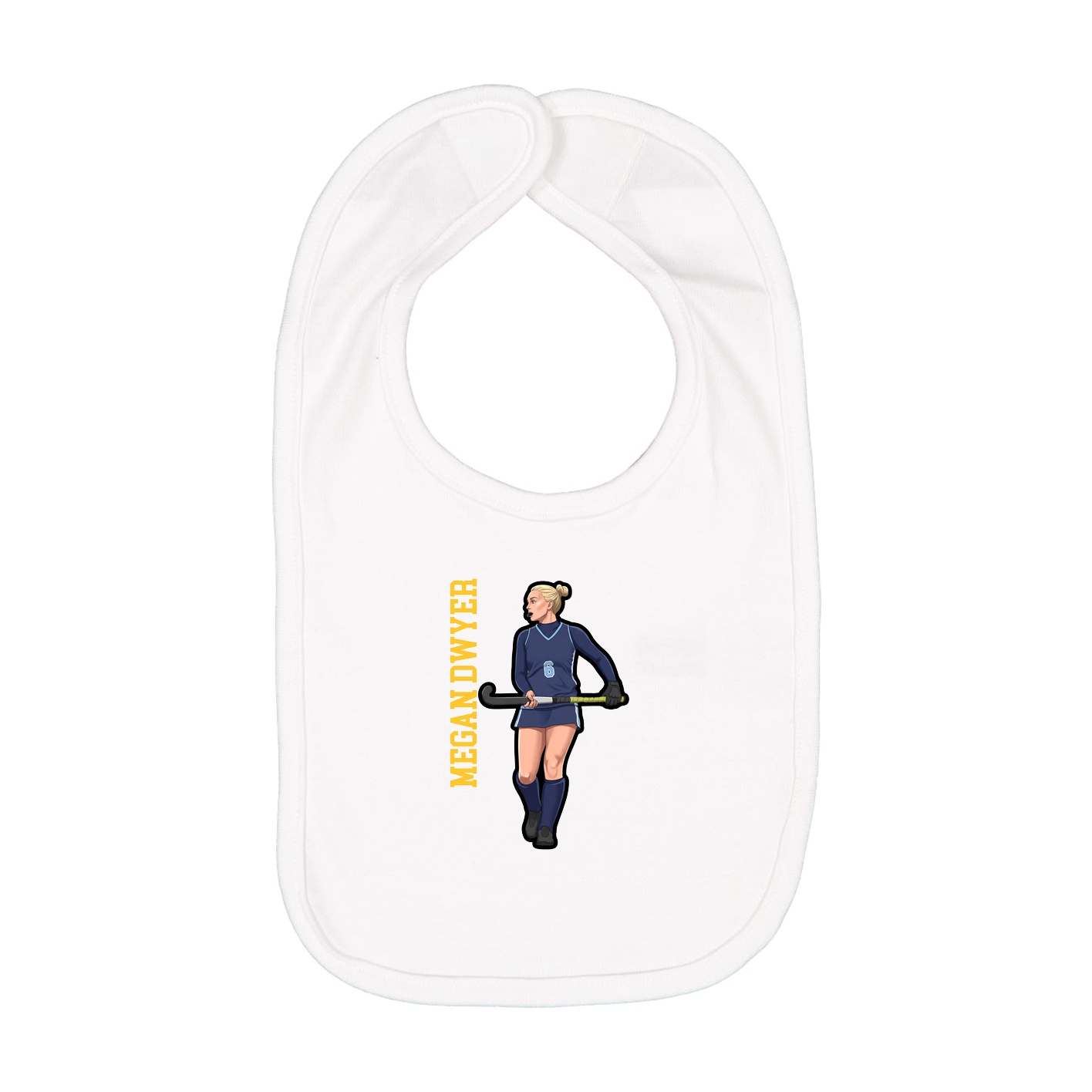 Infant Bib — Name Vertical in White