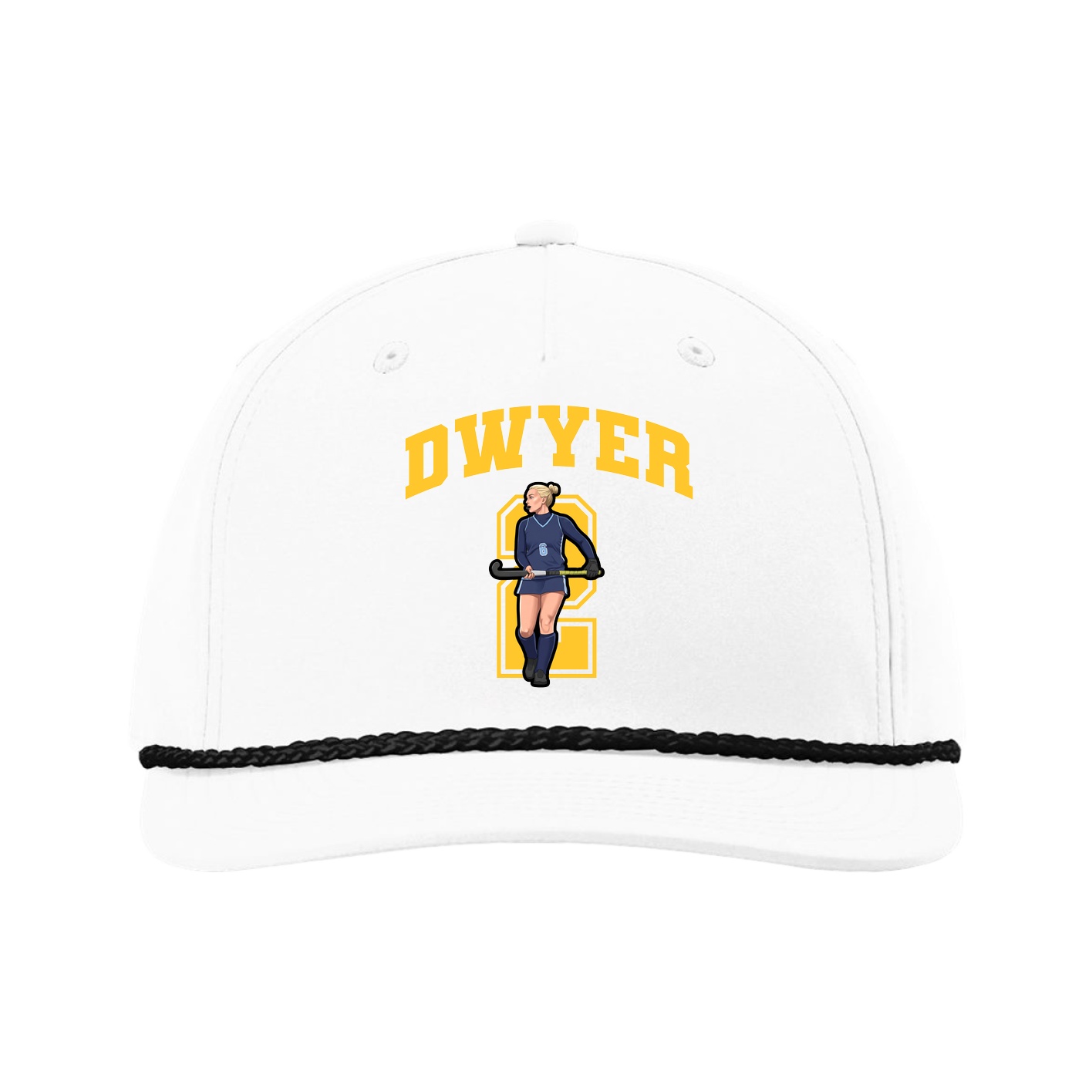Five-Panel Classic Rope Cap — Number in White