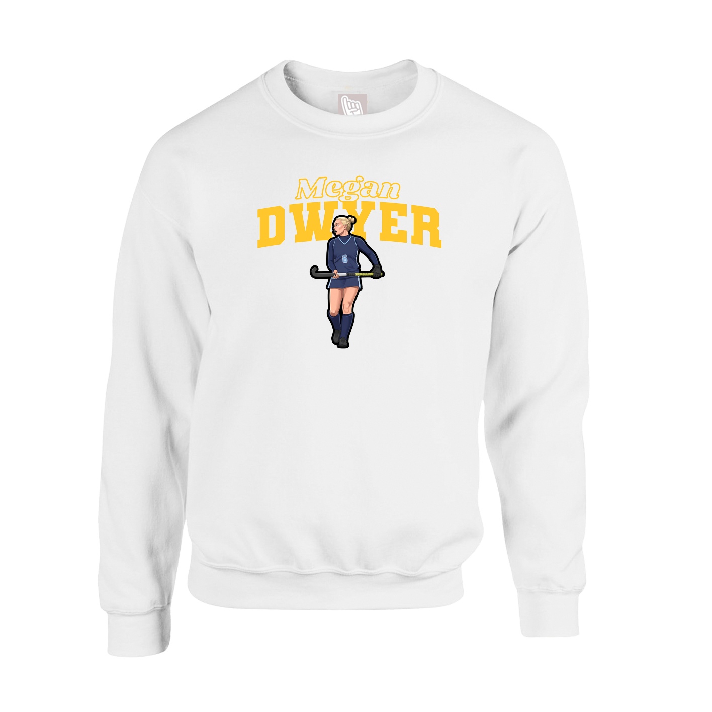 Fleece Crew — Name Arch in White