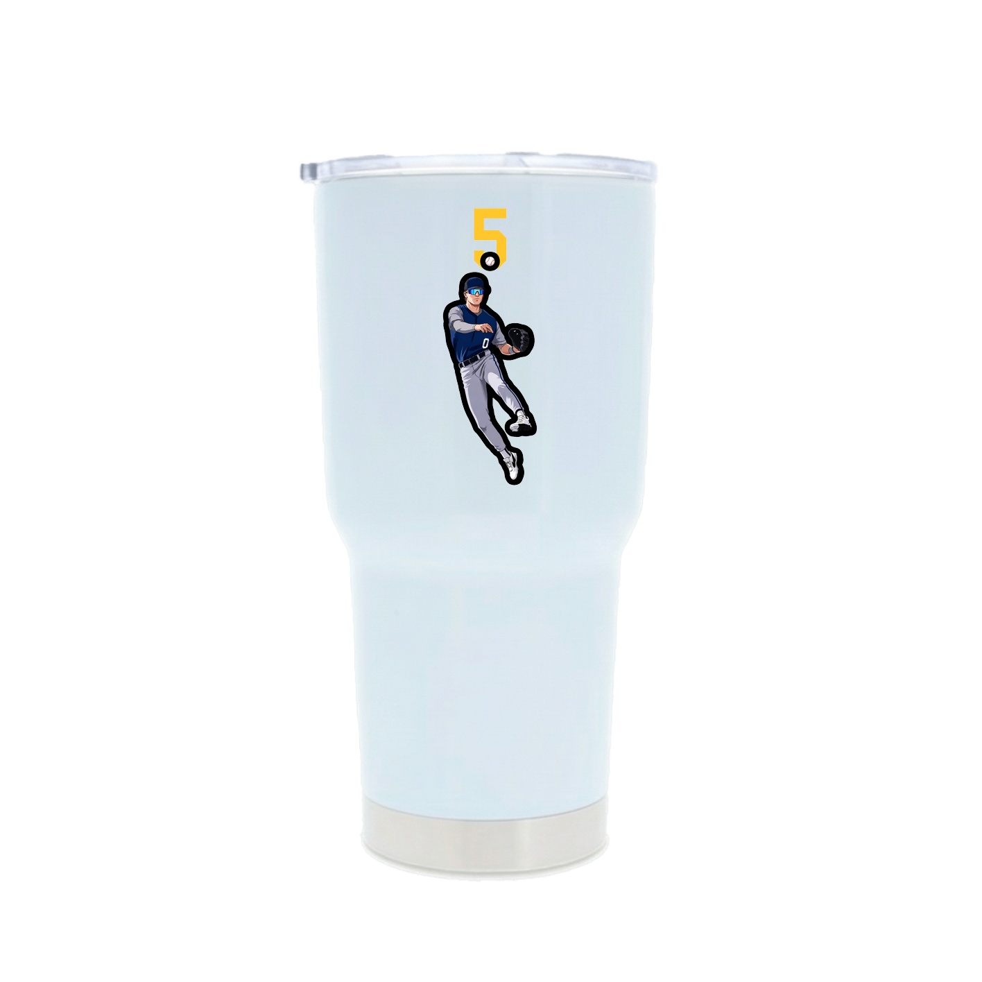 30oz Stainless Steel Tumbler — Number Top in White