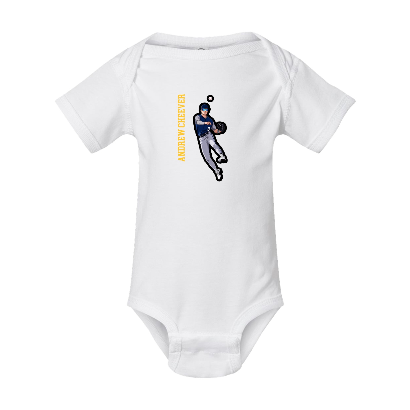 Baby Onesie — Name Vertical in White