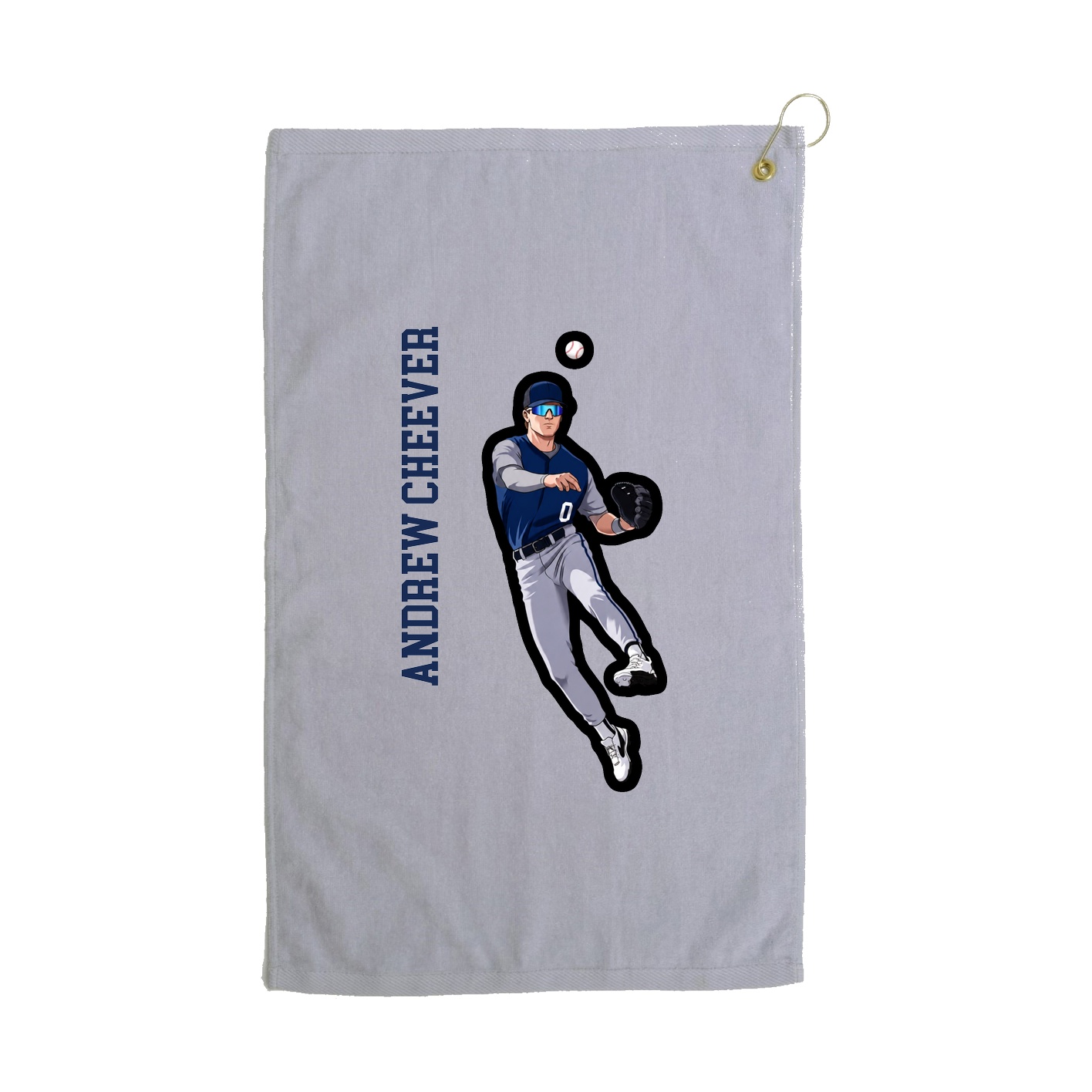 Golf Towel — Name Vertical in Grey