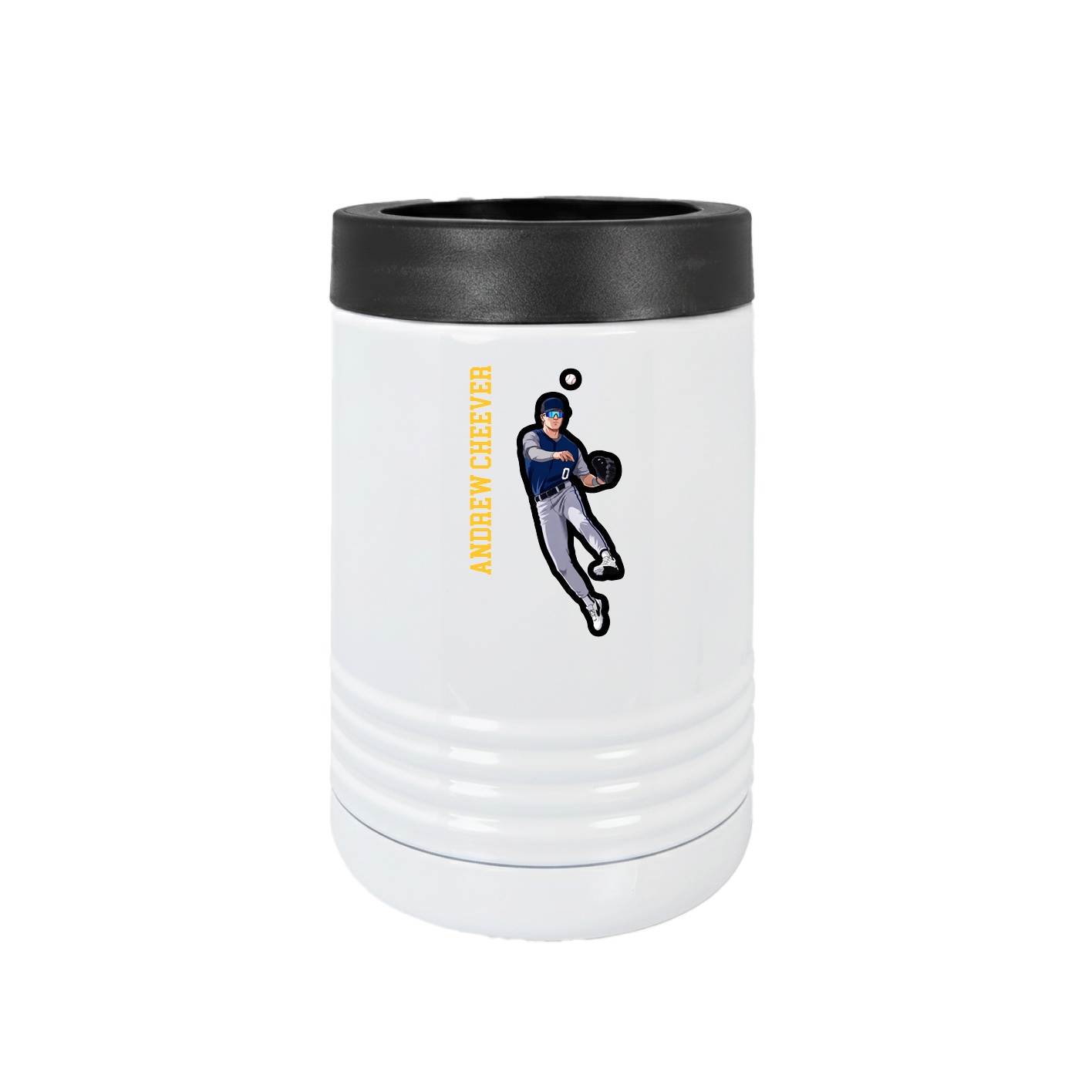 Beverage Holder — Name Vertical in White