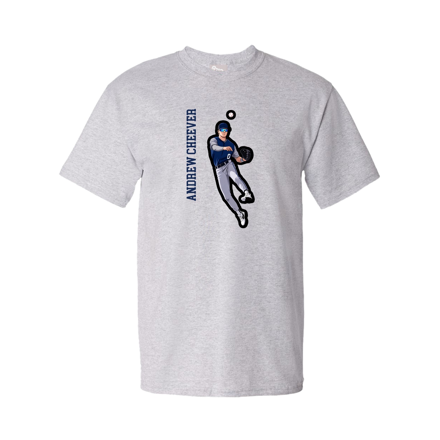Tee — Name Vertical in Grey