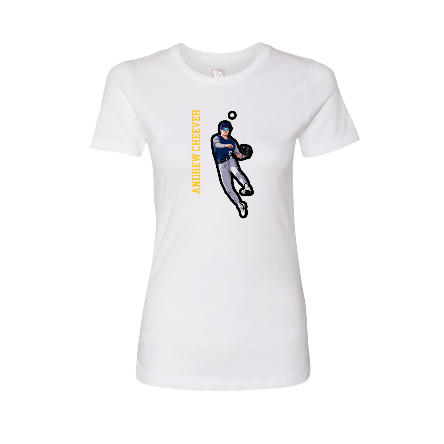 Fitted Women's Tee — Name Vertical in White