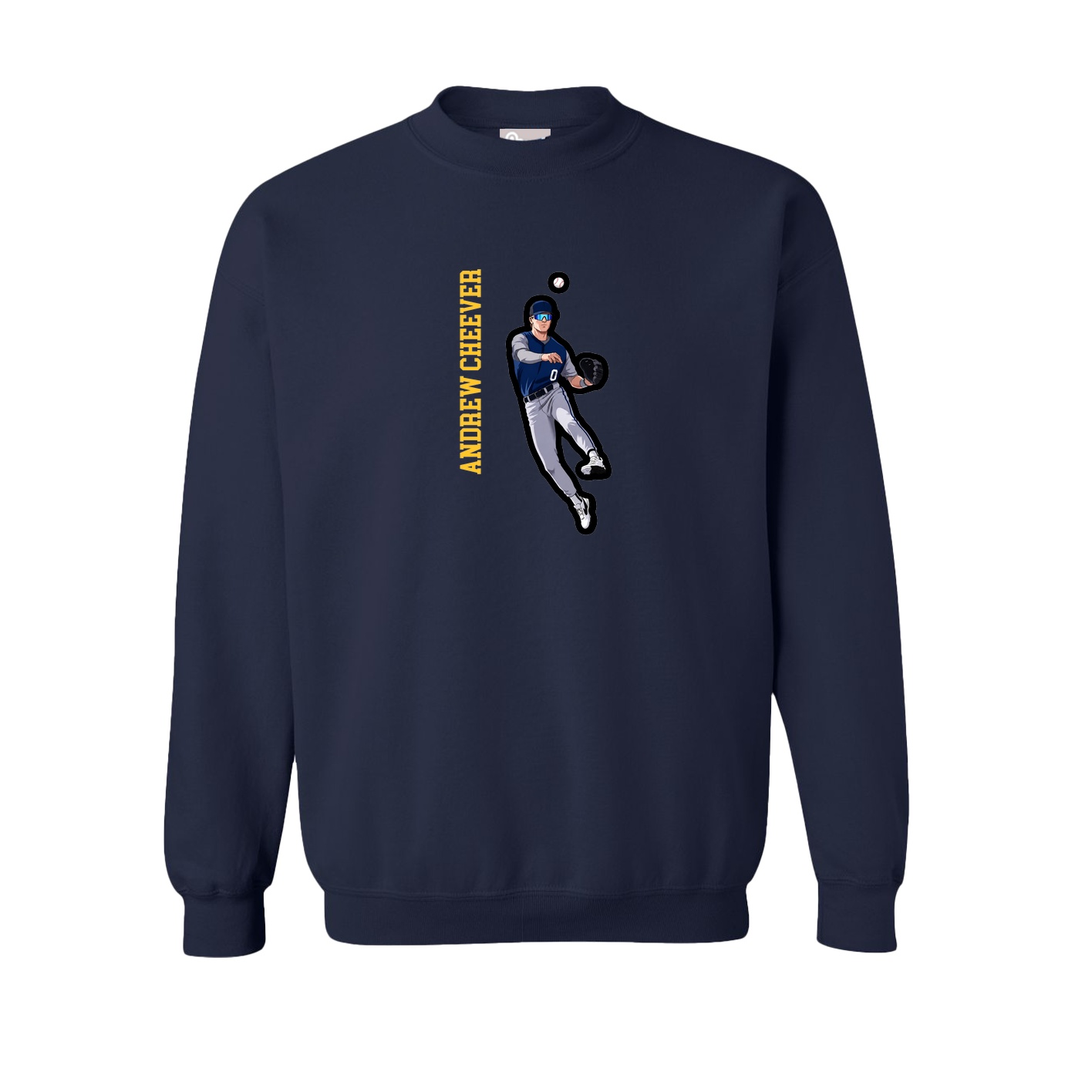 Fleece Crew — Name Vertical in Navy