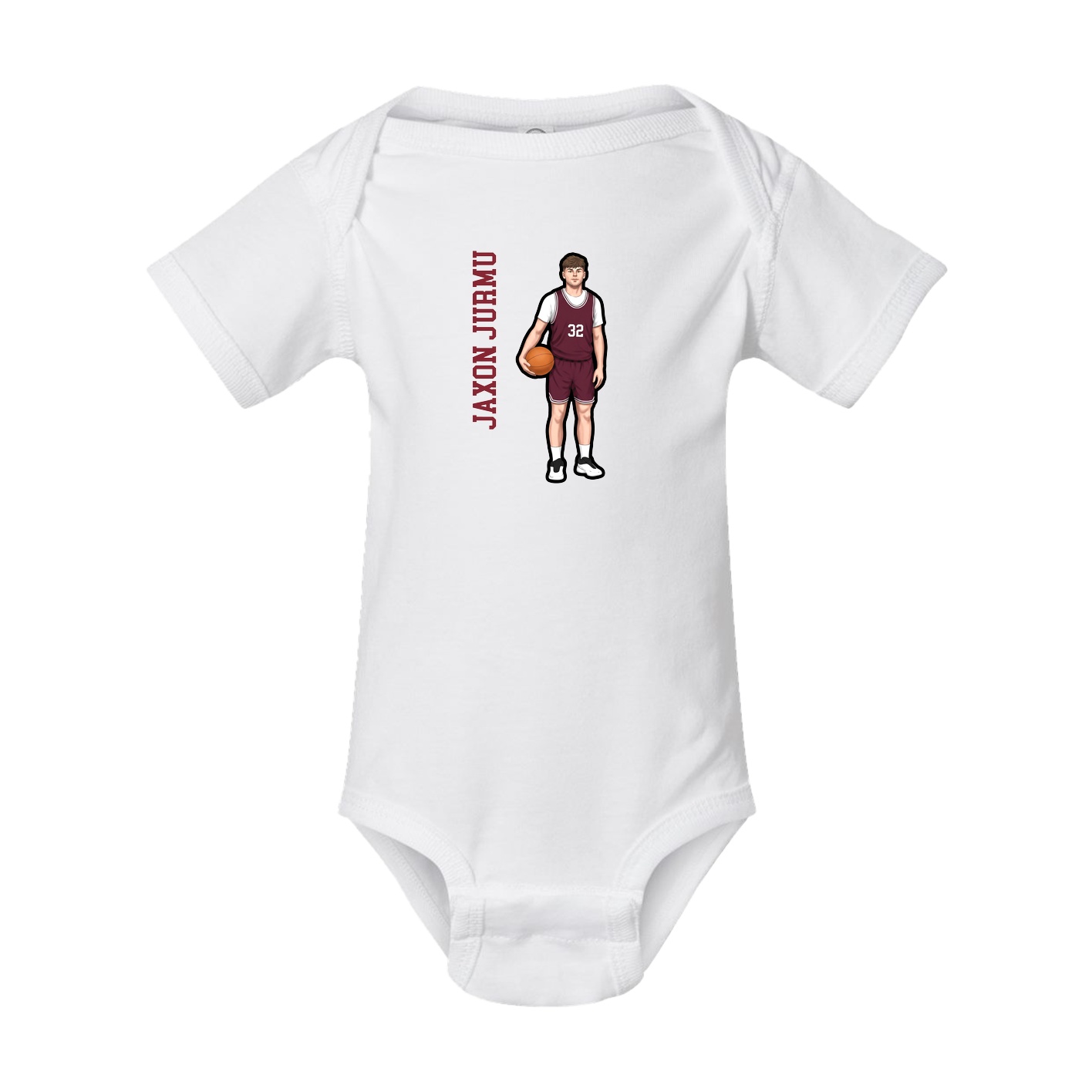 Baby Onesie — Name Vertical in White
