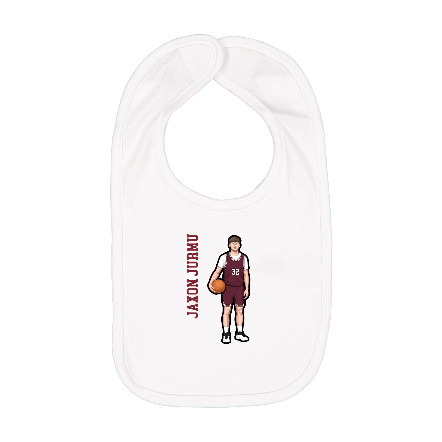Infant Bib — Name Vertical in White