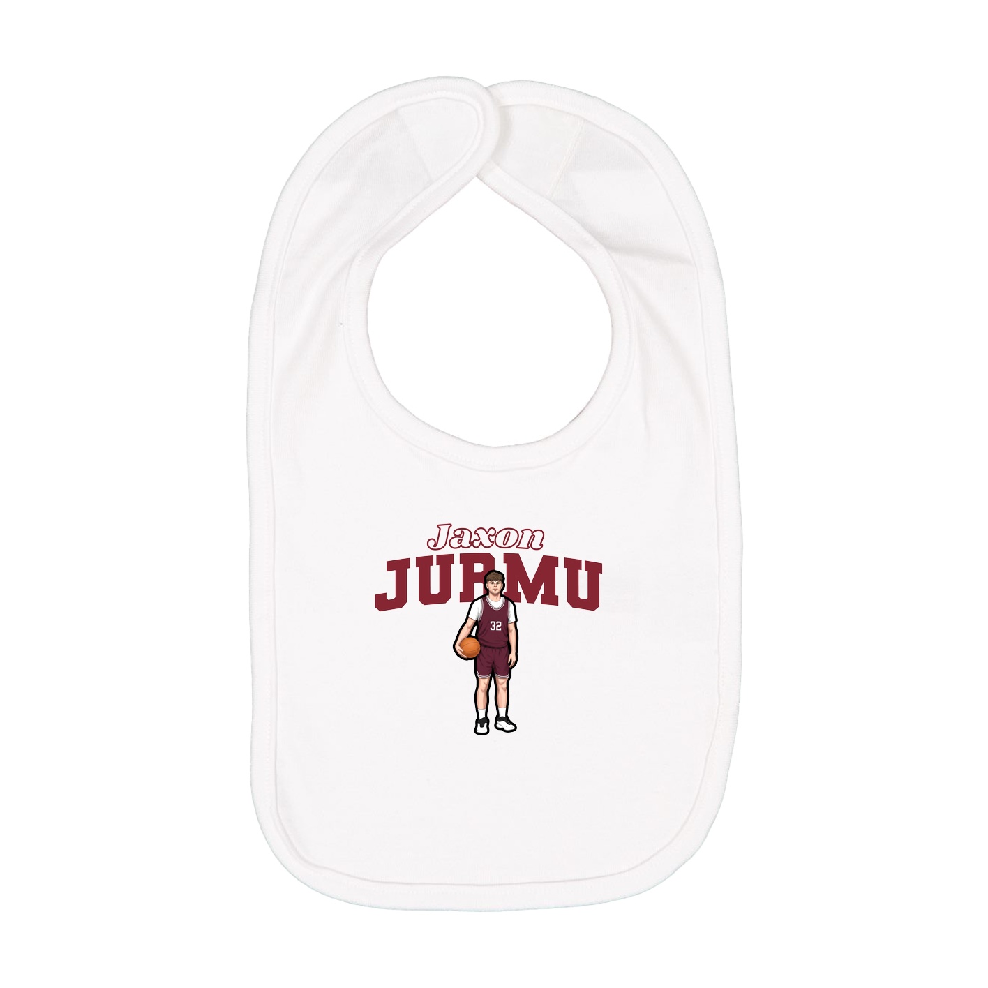 Infant Bib — Name Arch in White