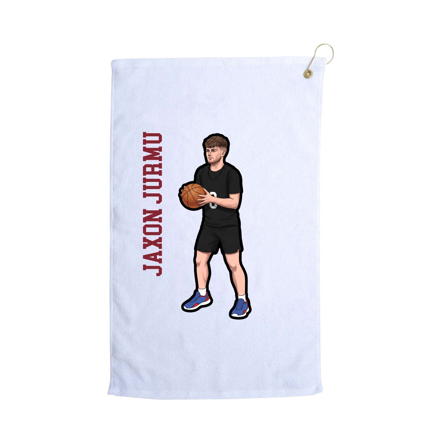 Golf Towel — Name Vertical in White