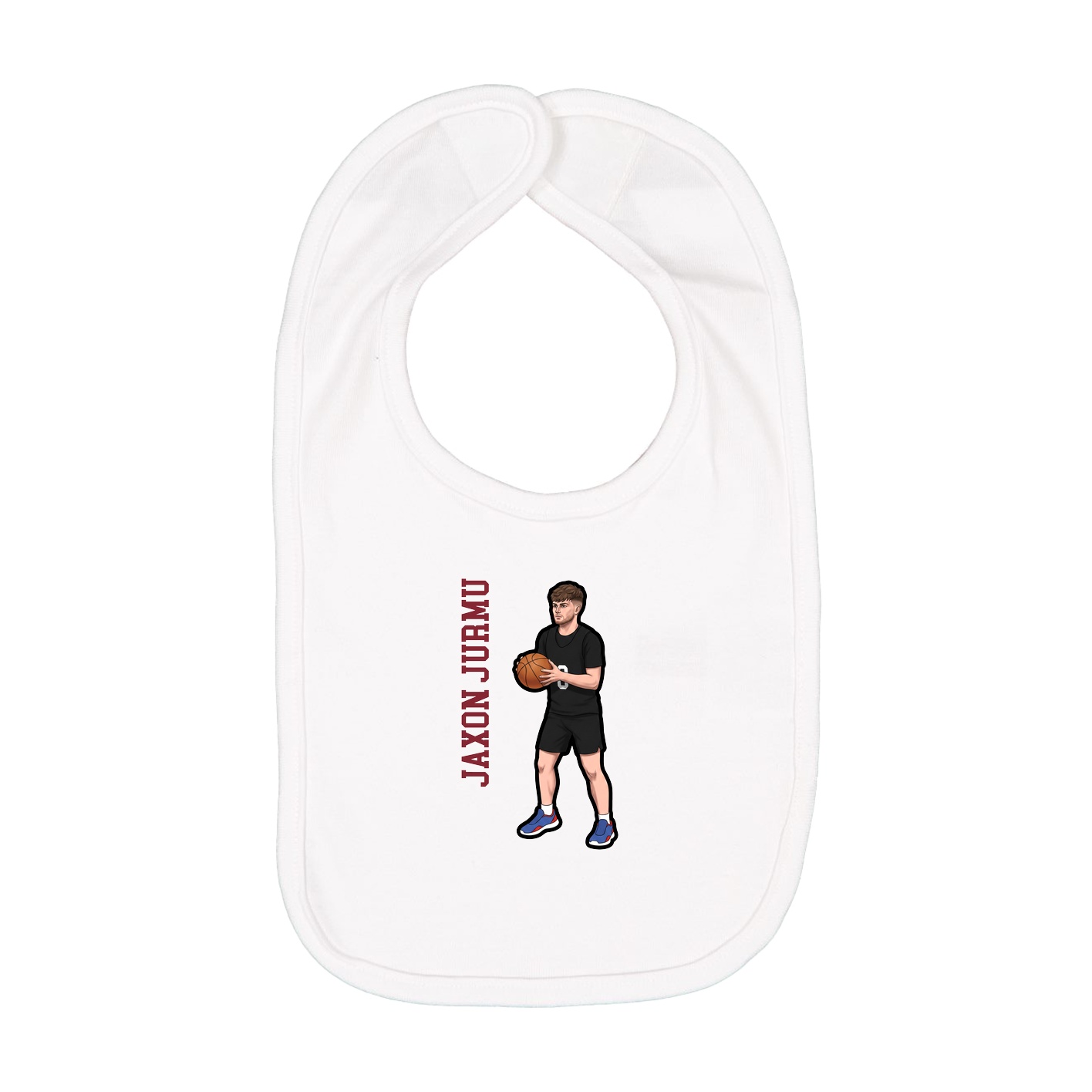 Infant Bib — Name Vertical in White