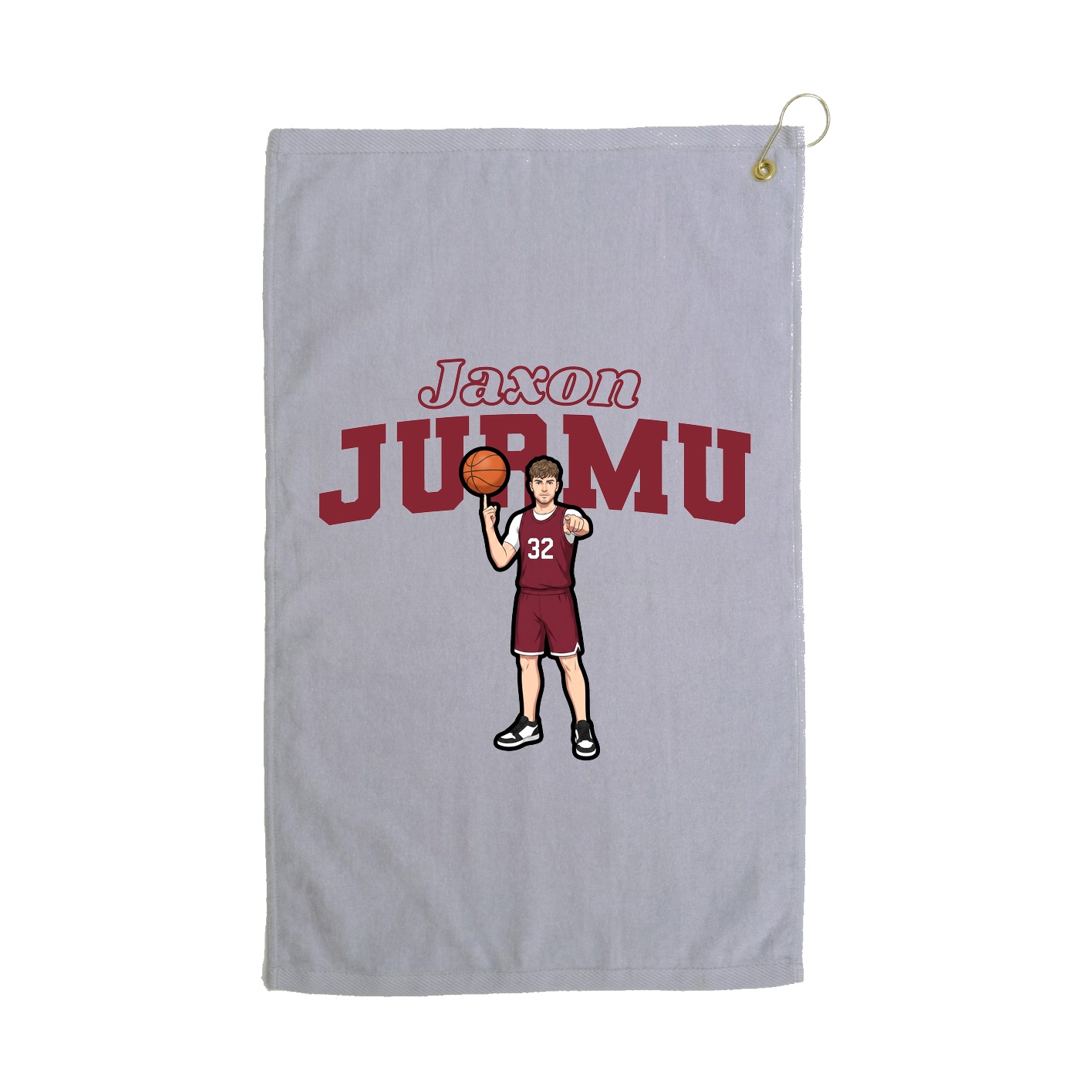 Golf Towel — Name Arch in Grey