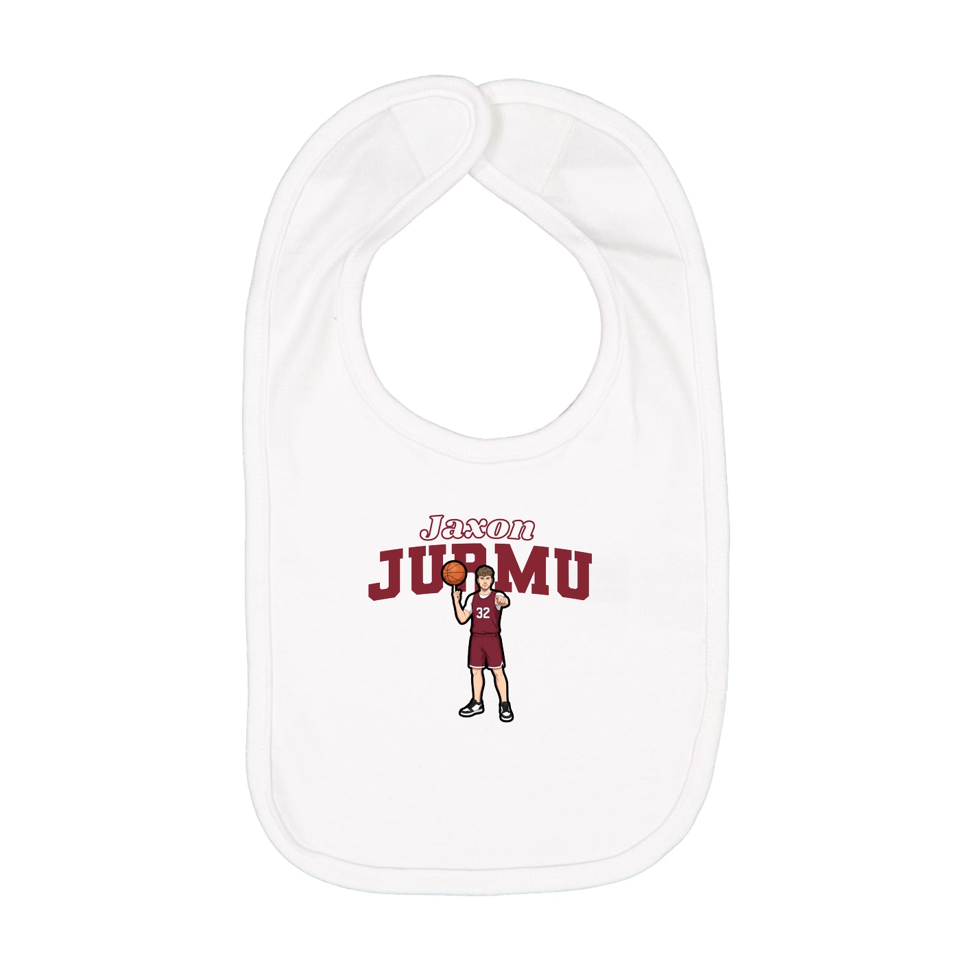 Infant Bib — Name Arch in White