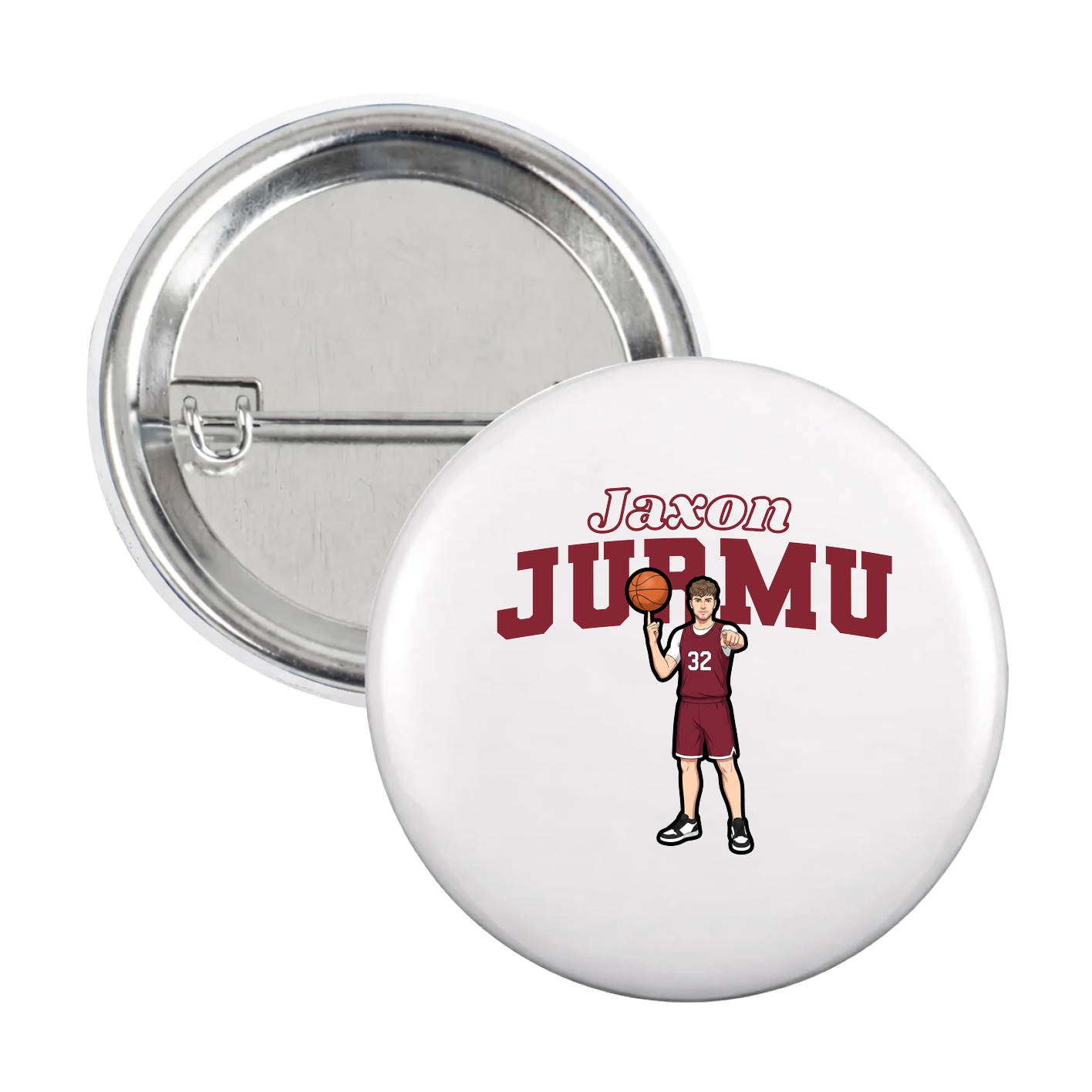 Game Day Button — Name Arch in White